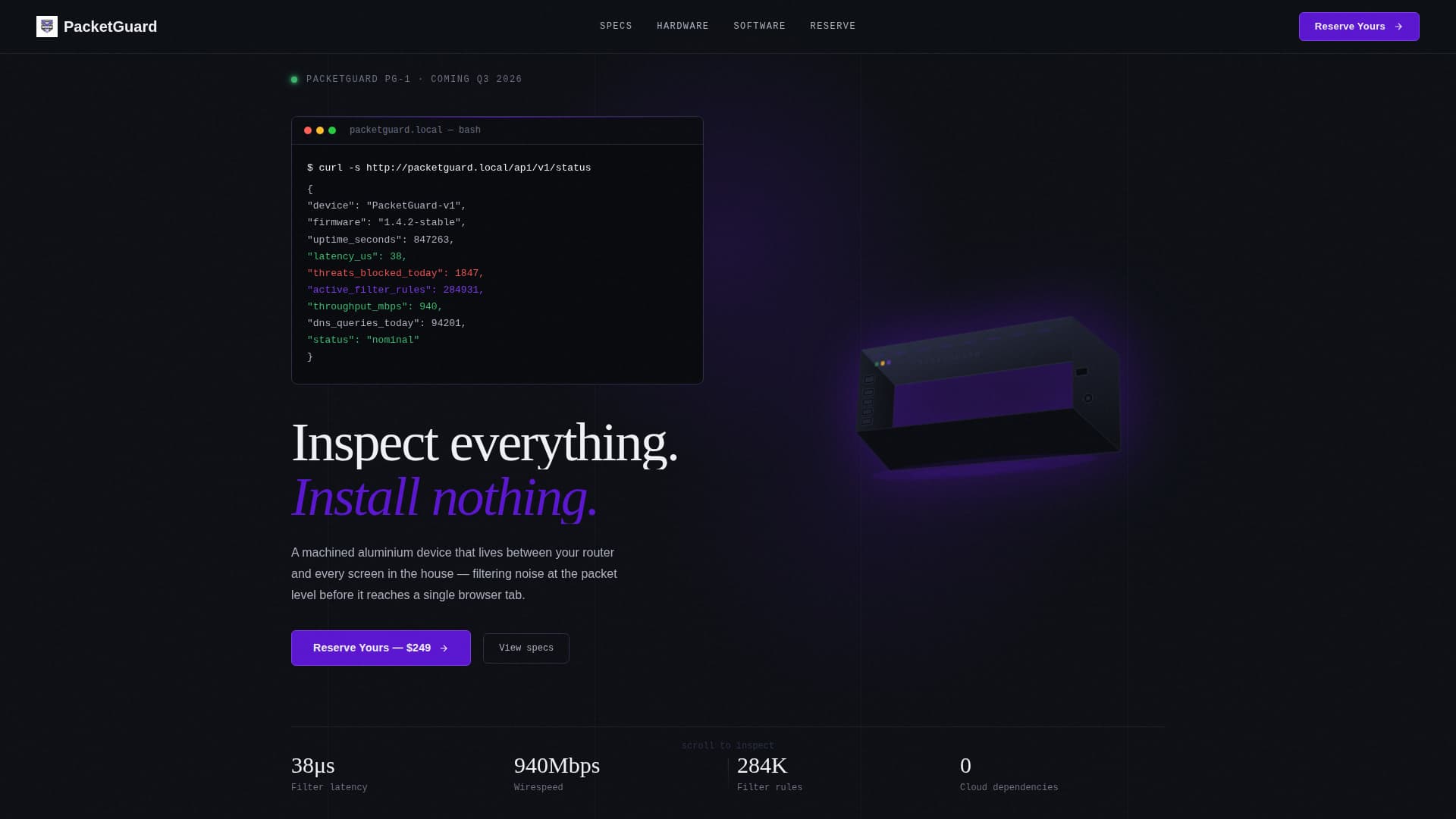 Hardware Product Launch & Pre-Order Website Template