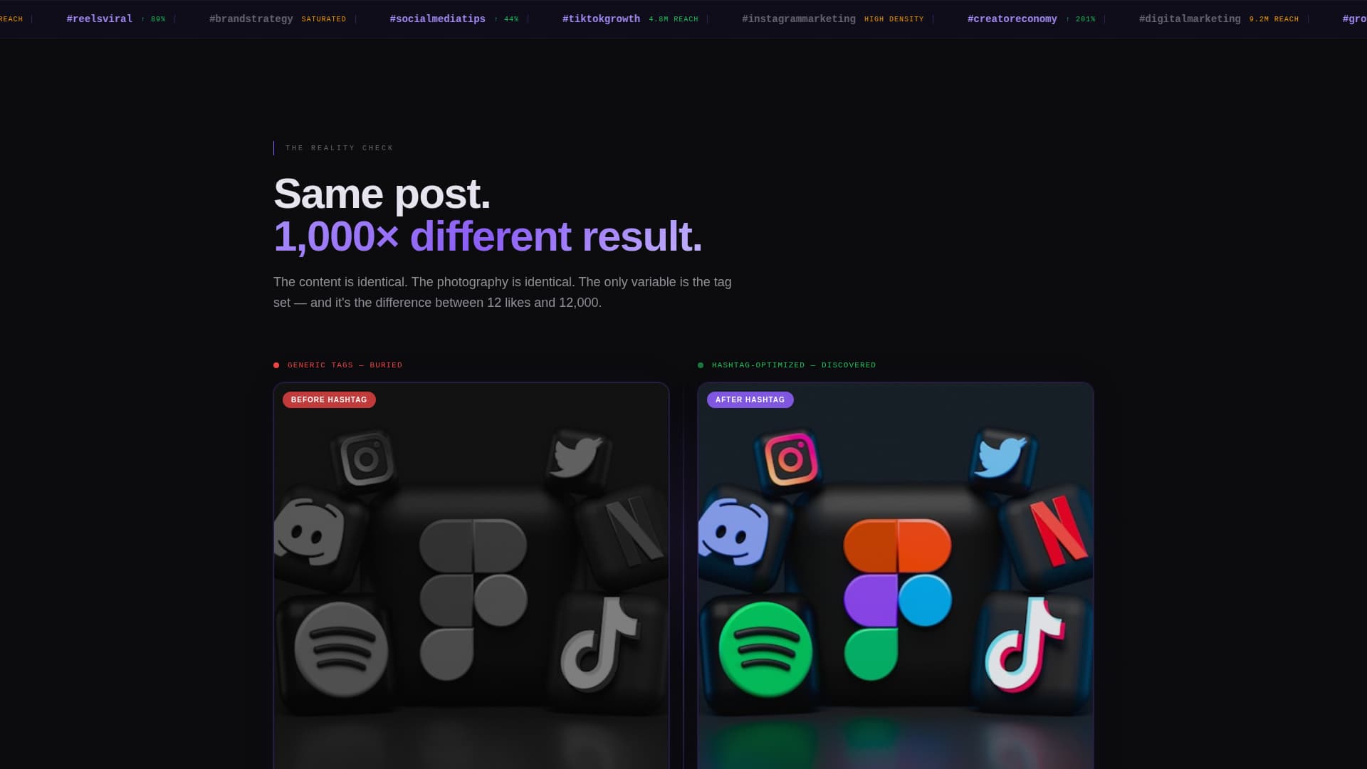 Hashtag - Precision Viral Landing Page Template