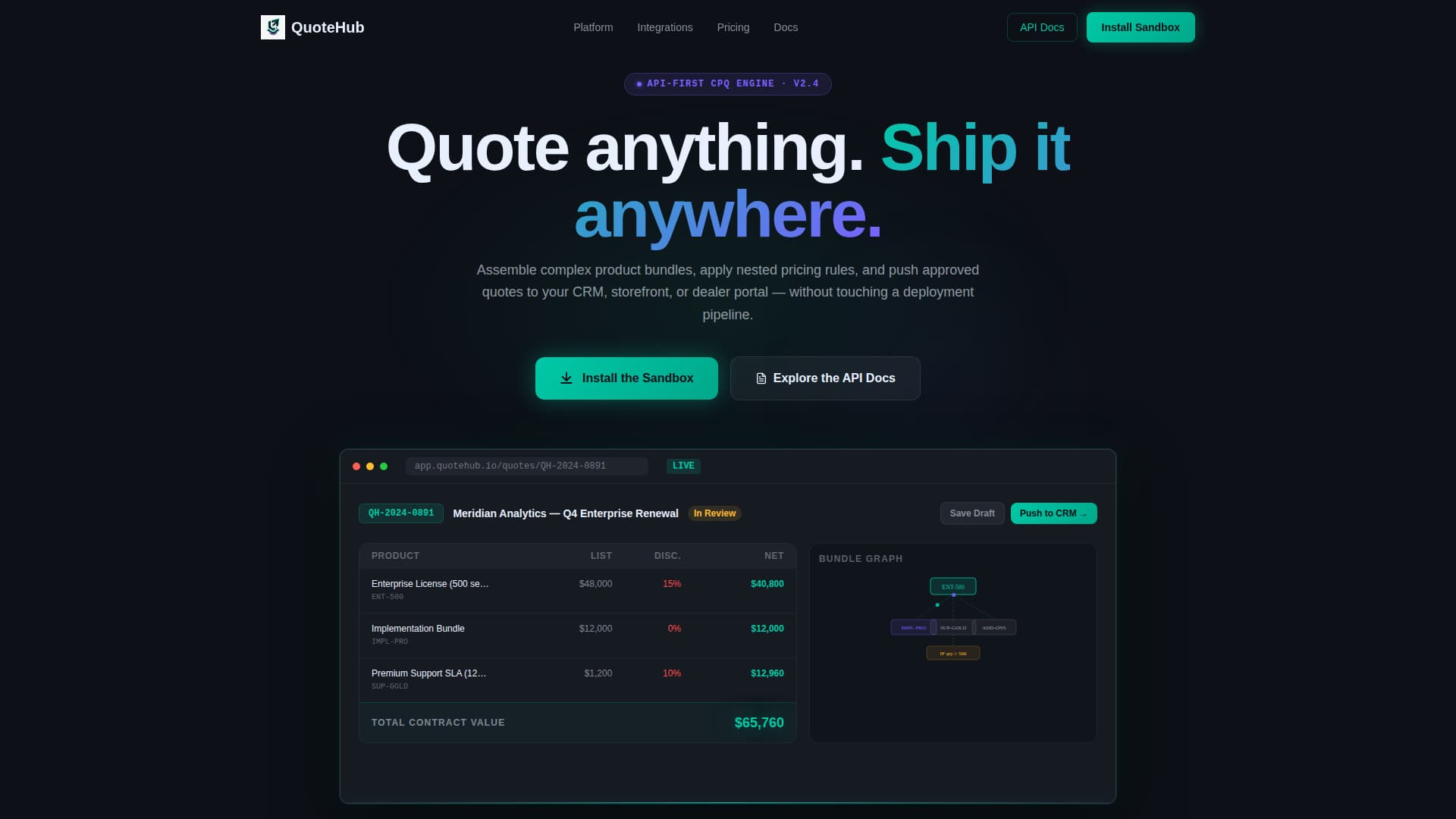 Quotehub - Powerful Headless CPQ Landing Page Template