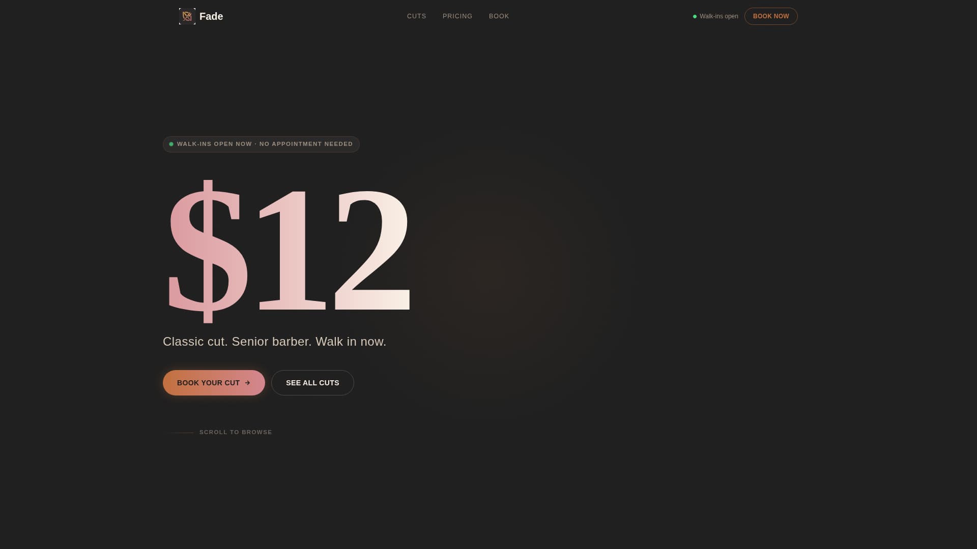 Fade - Affordable Barbershop Landing Page Template