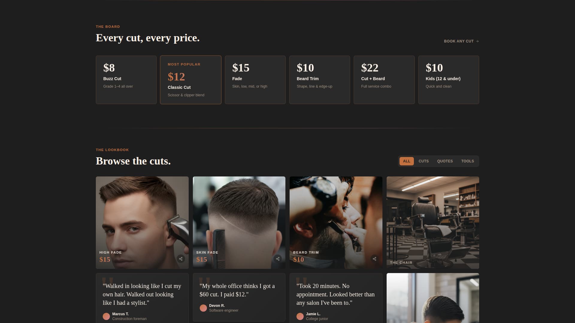 Fade - Affordable Barbershop Landing Page Template