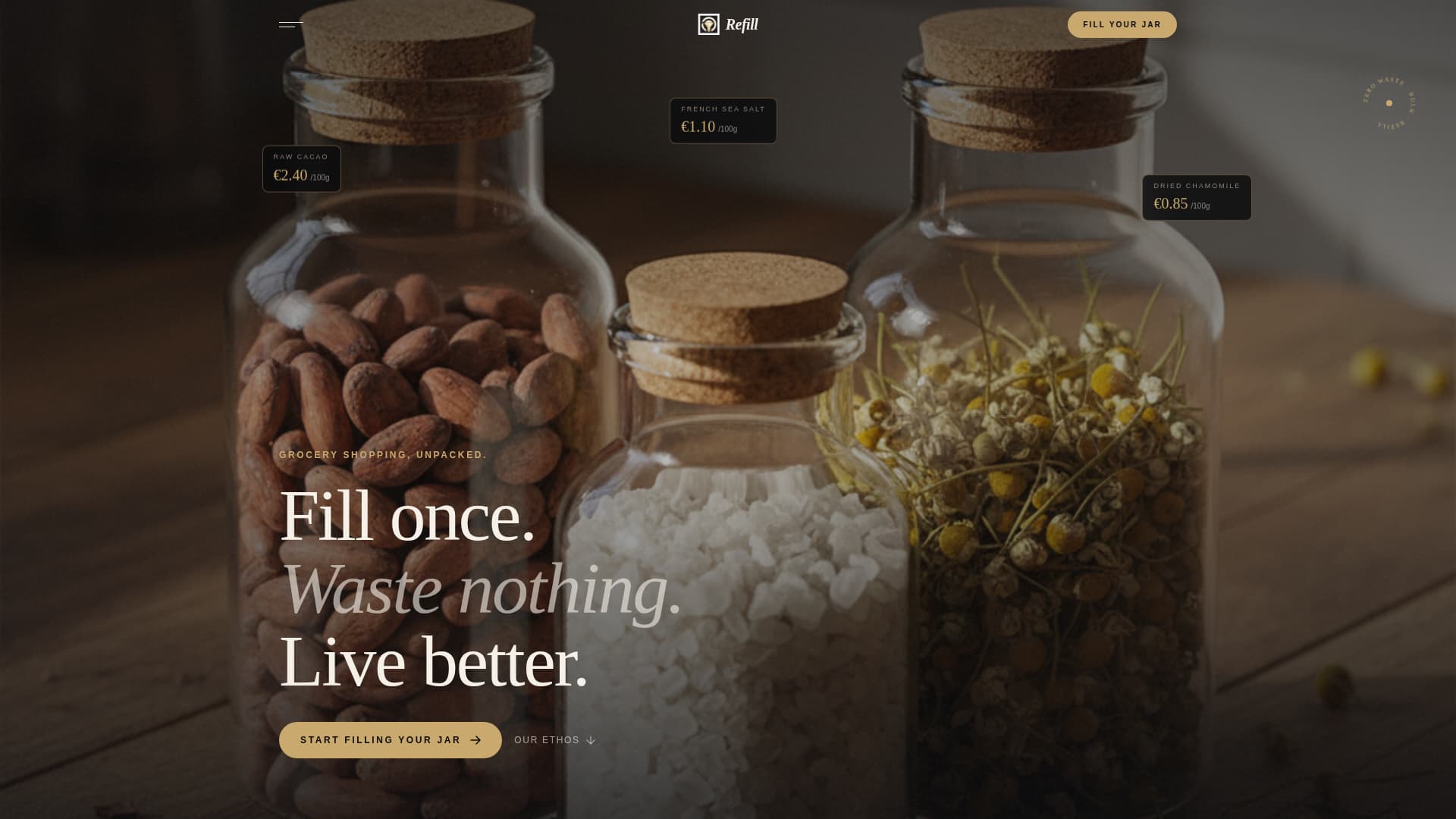 Refill - Luxe Zerowaste Landing Page Template