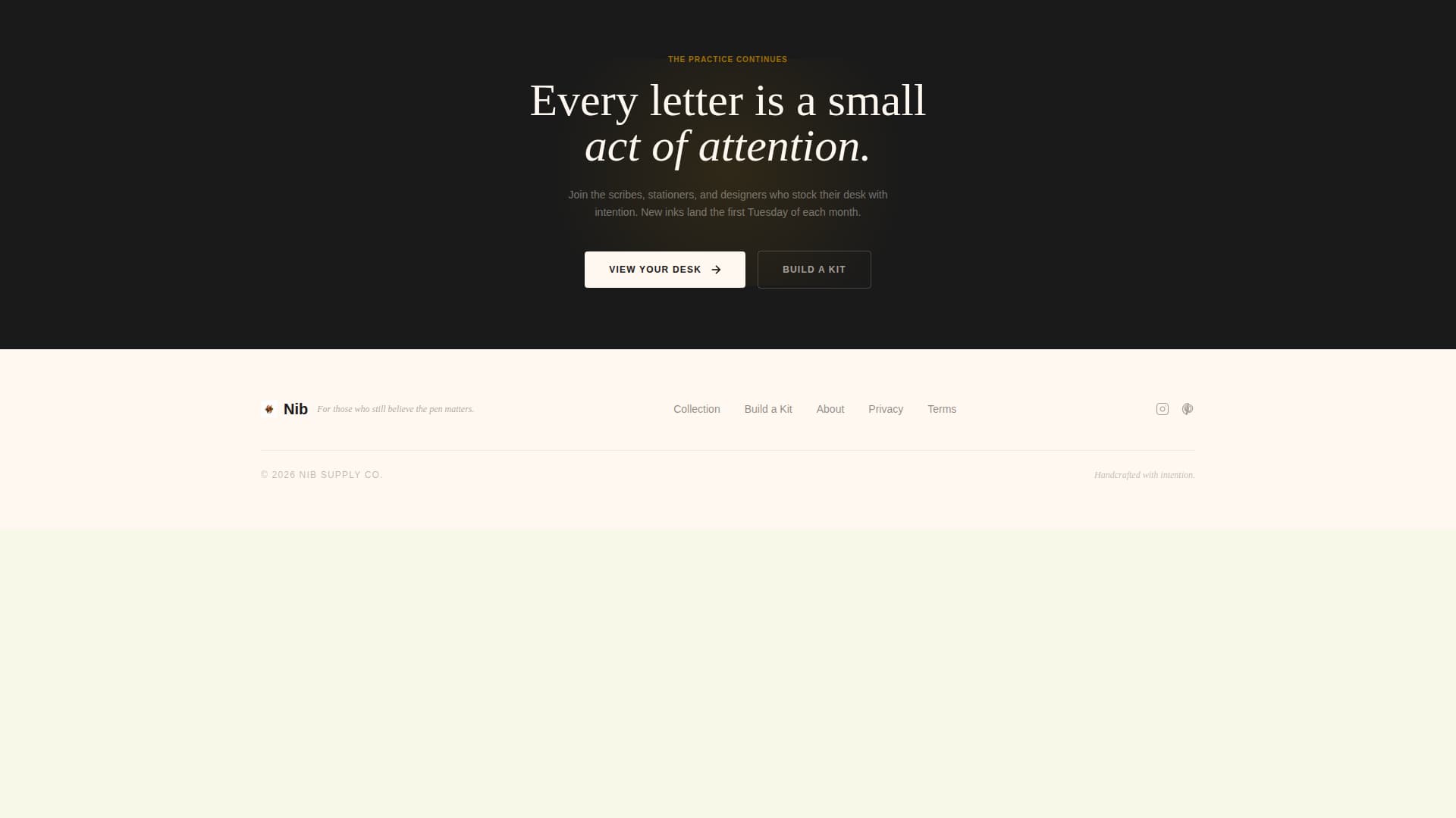 Nib — Expert Lettering Workshop Landing Page Template