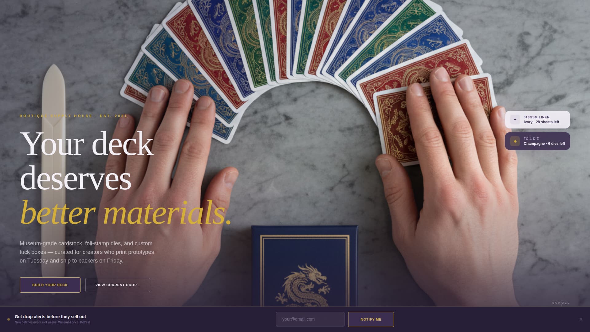 Shuffle - Luxe Cardstock Landing Page Template