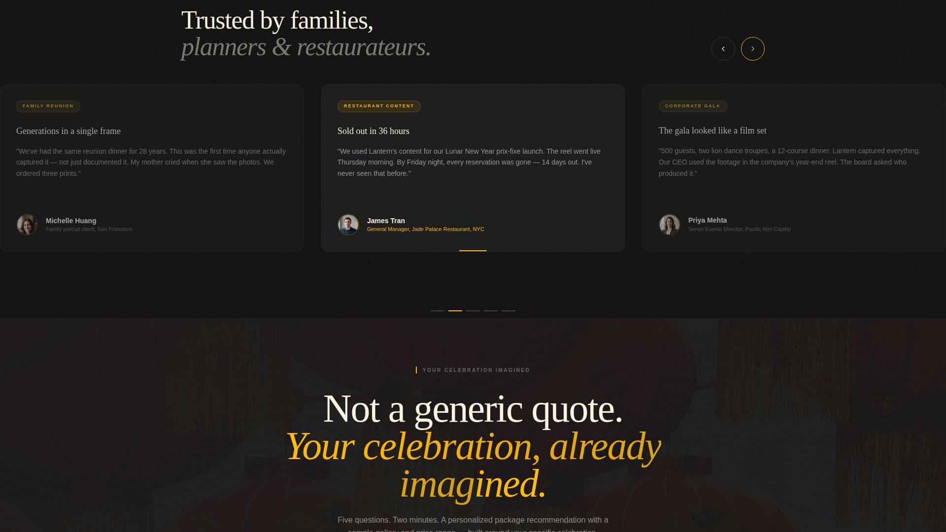 Lantern - Cinematic Celebration Landing Page Template