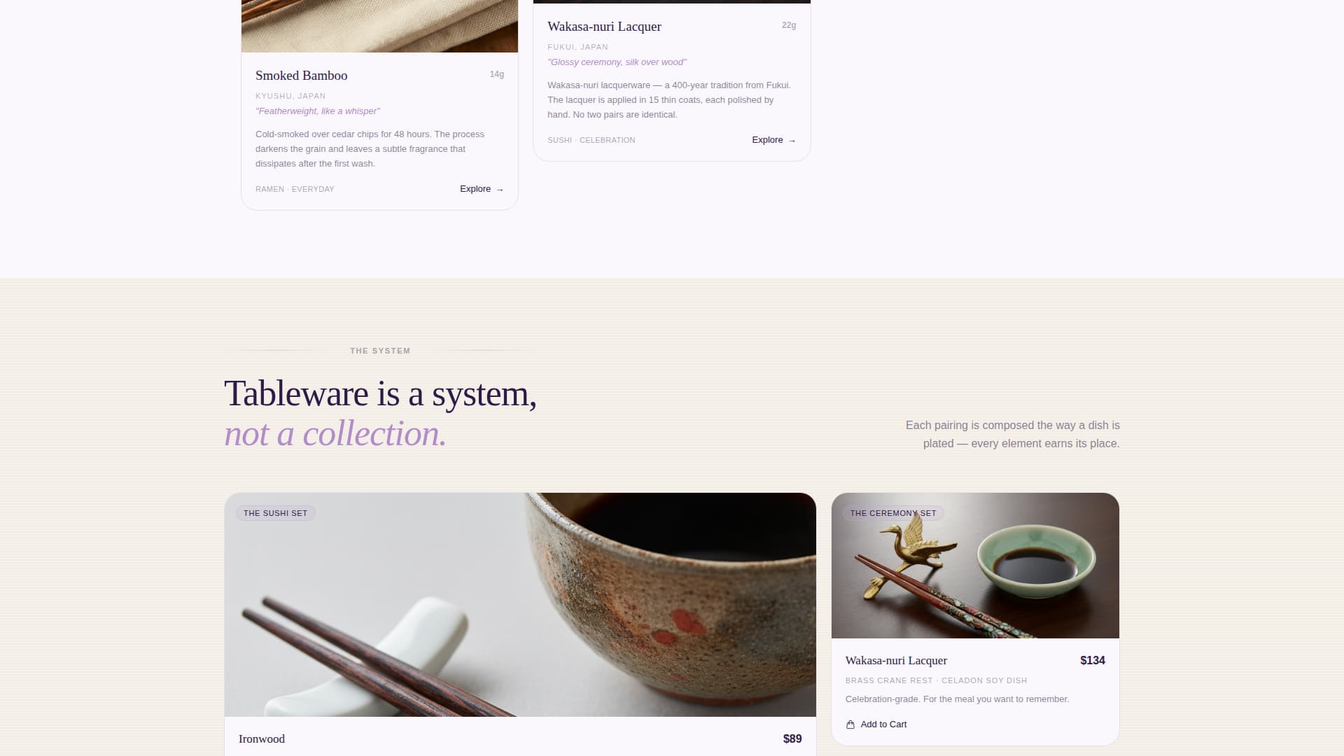 Hashi - Curated Tableware Landing Page Template