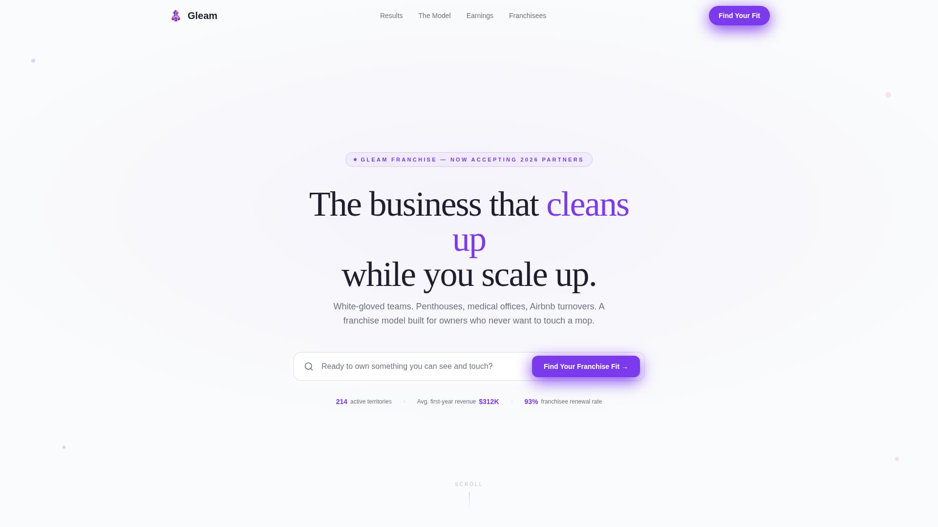 Gleam - Spotless Franchise Landing Page Template
