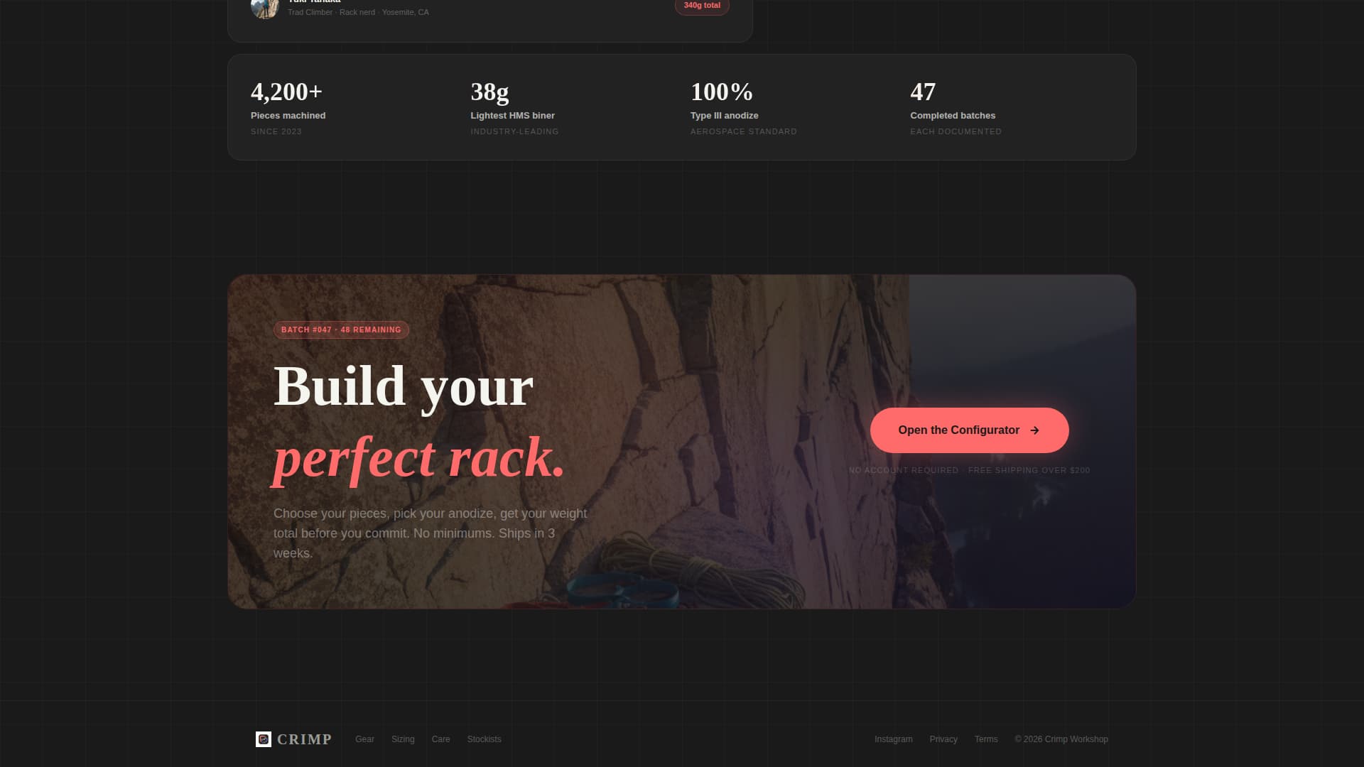 Crimp - Precision Climbing Landing Page Template