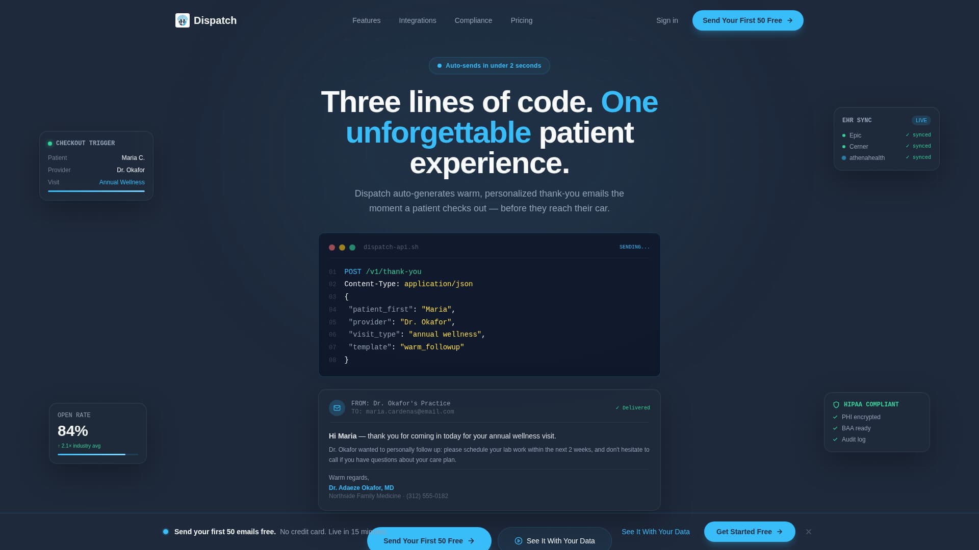Dispatch - Automated Healthcare Landing Page Template