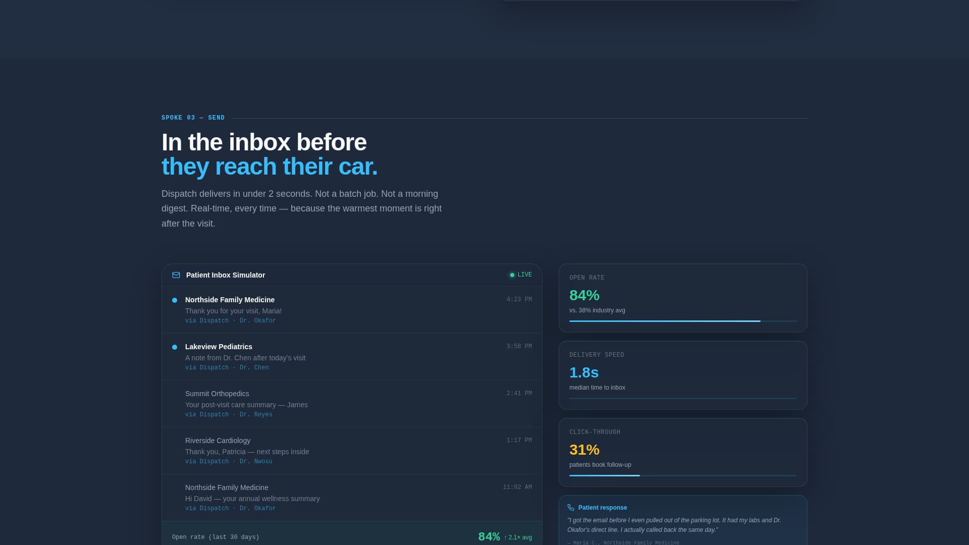 Dispatch - Automated Healthcare Landing Page Template