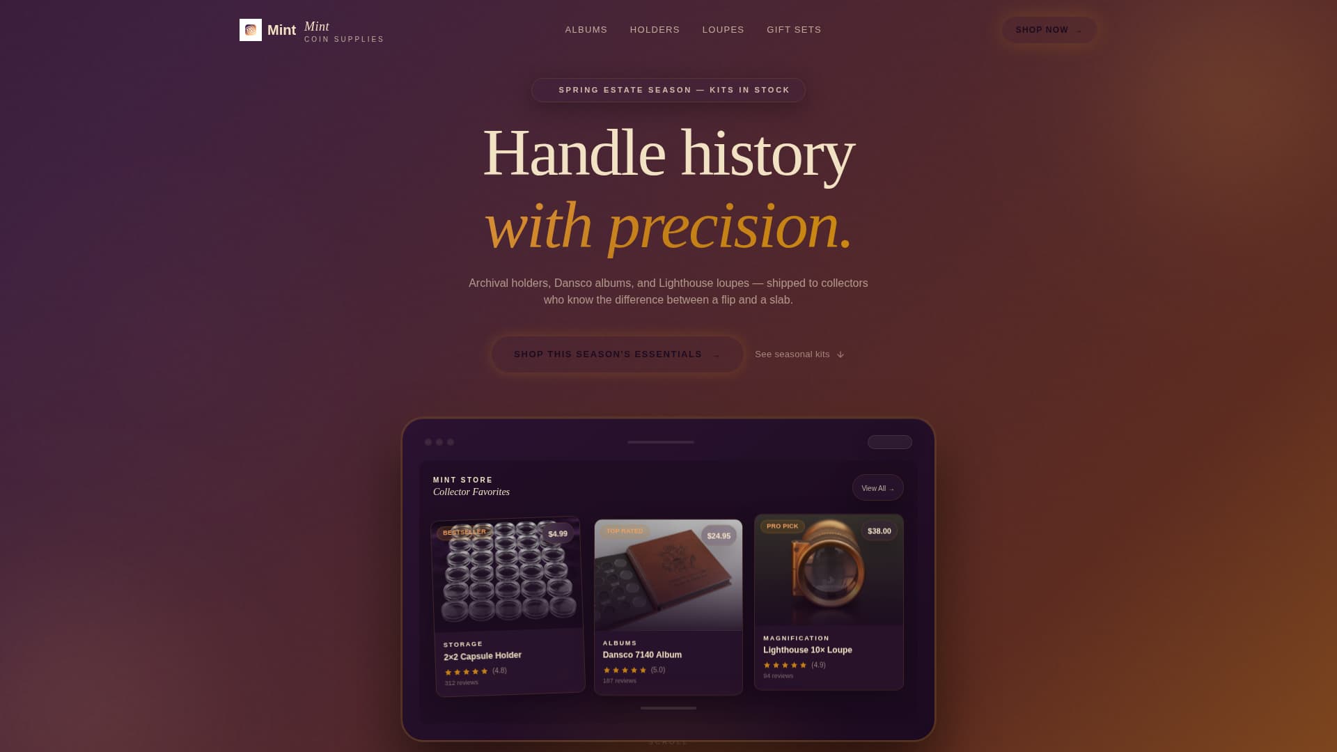 Mint - Luxe Numismatics Landing Page Template