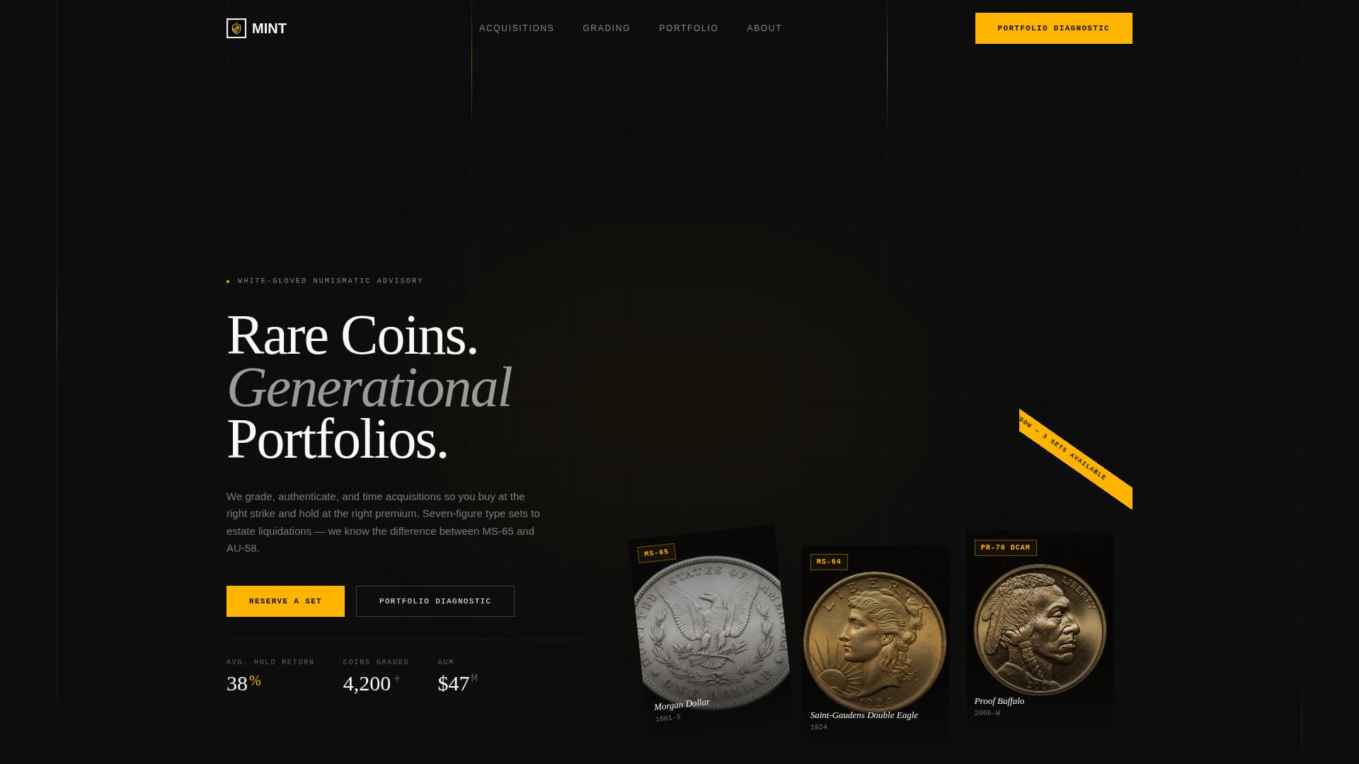 Mint - Rare Numismatics Landing Page Template