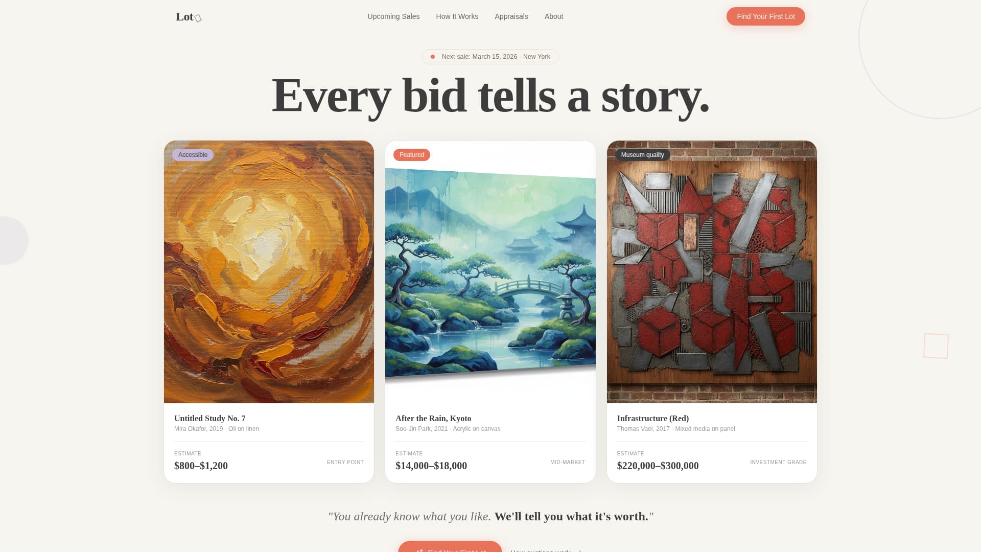 Lot - Playful Artauction Landing Page Template