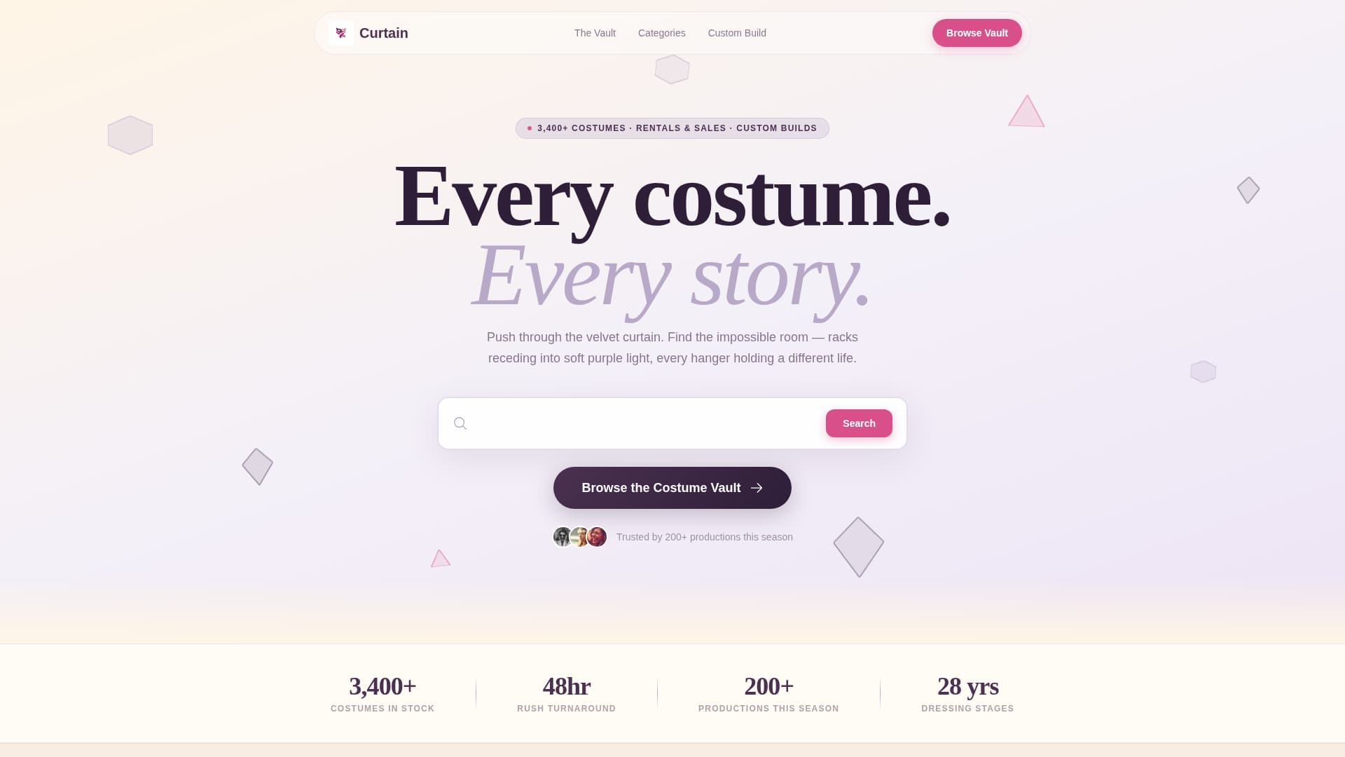 Curtain - Theatrical Costume Landing Page Template