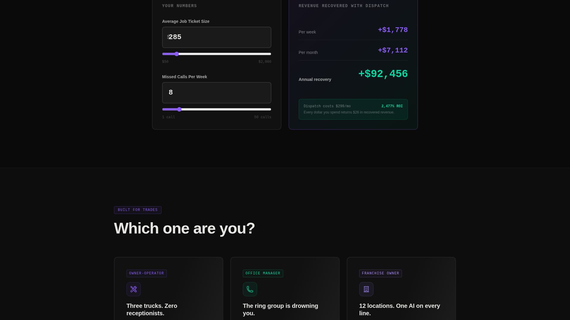 Dispatch - Powerful AI Receptionist Landing Page Template