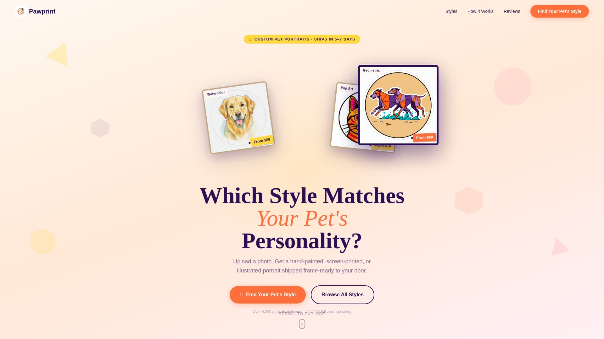 Pawprint - Playful Petportrait Landing Page Template