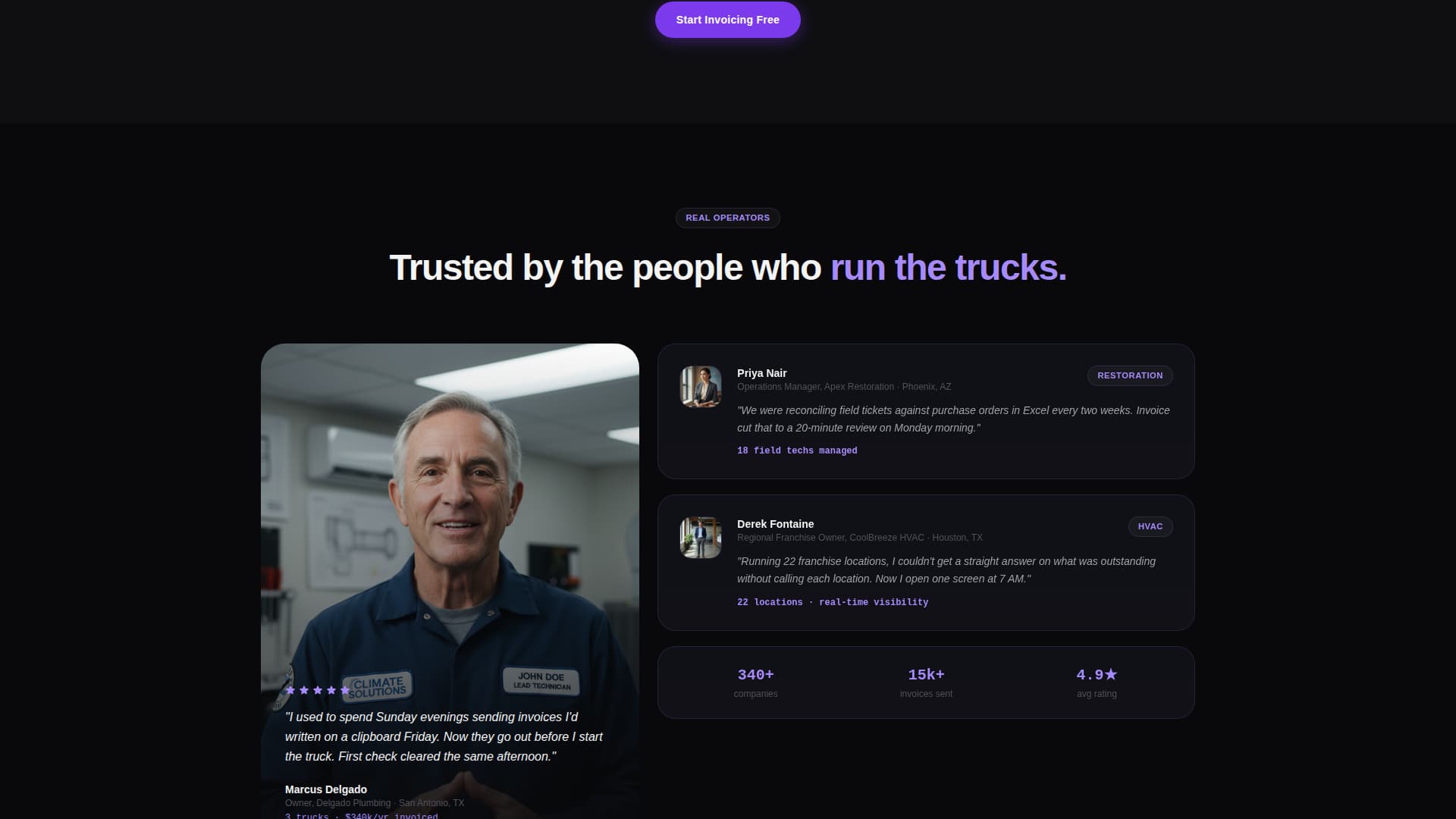 Fieldwork - Powerful Invoicing Landing Page Template