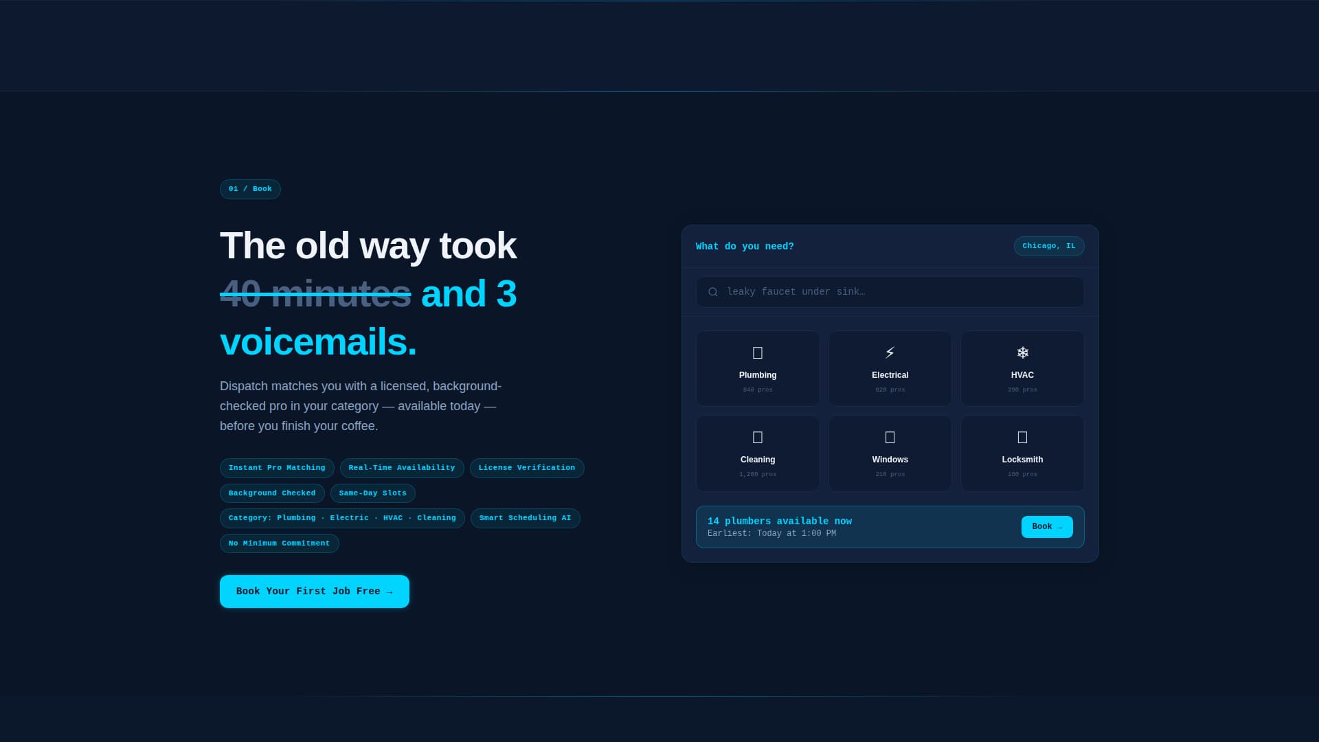 Dispatch - Instant Home Services Landing Page Template