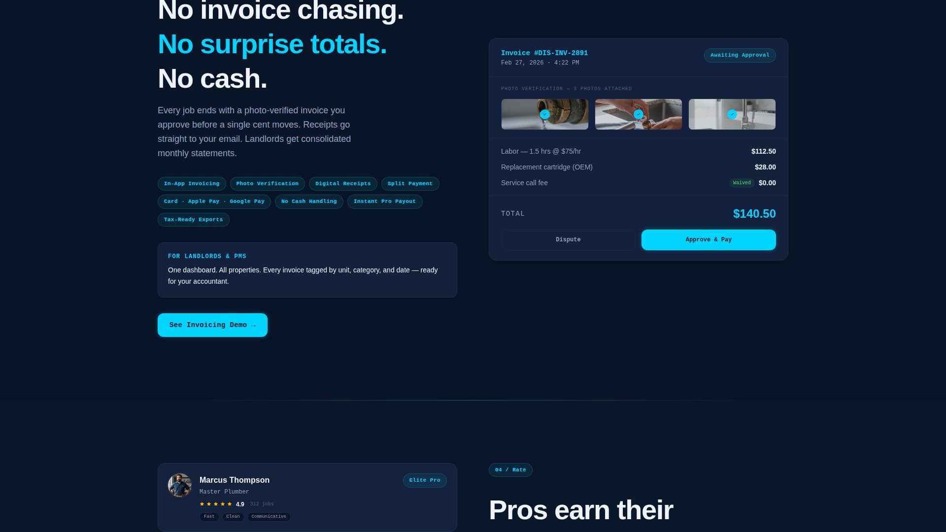 Dispatch - Instant Home Services Landing Page Template