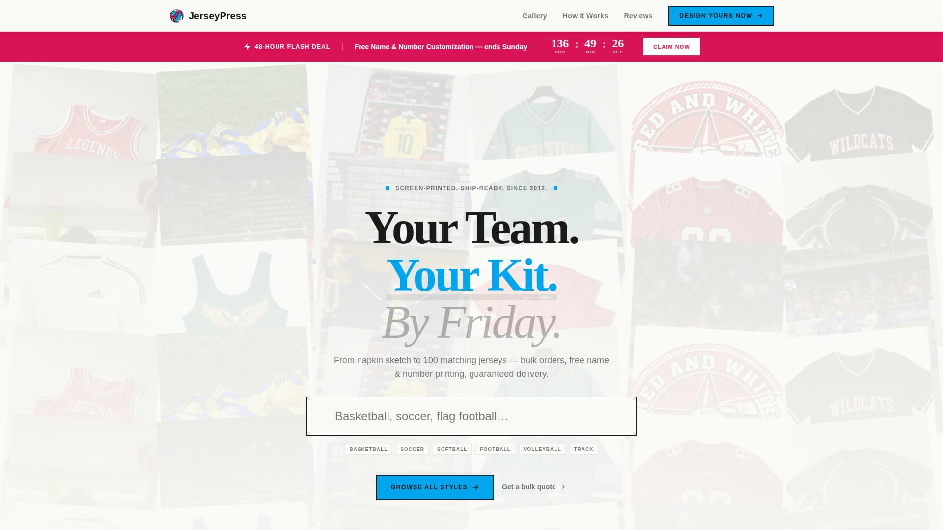 Jerseypress - Bold Sportswear Landing Page Template