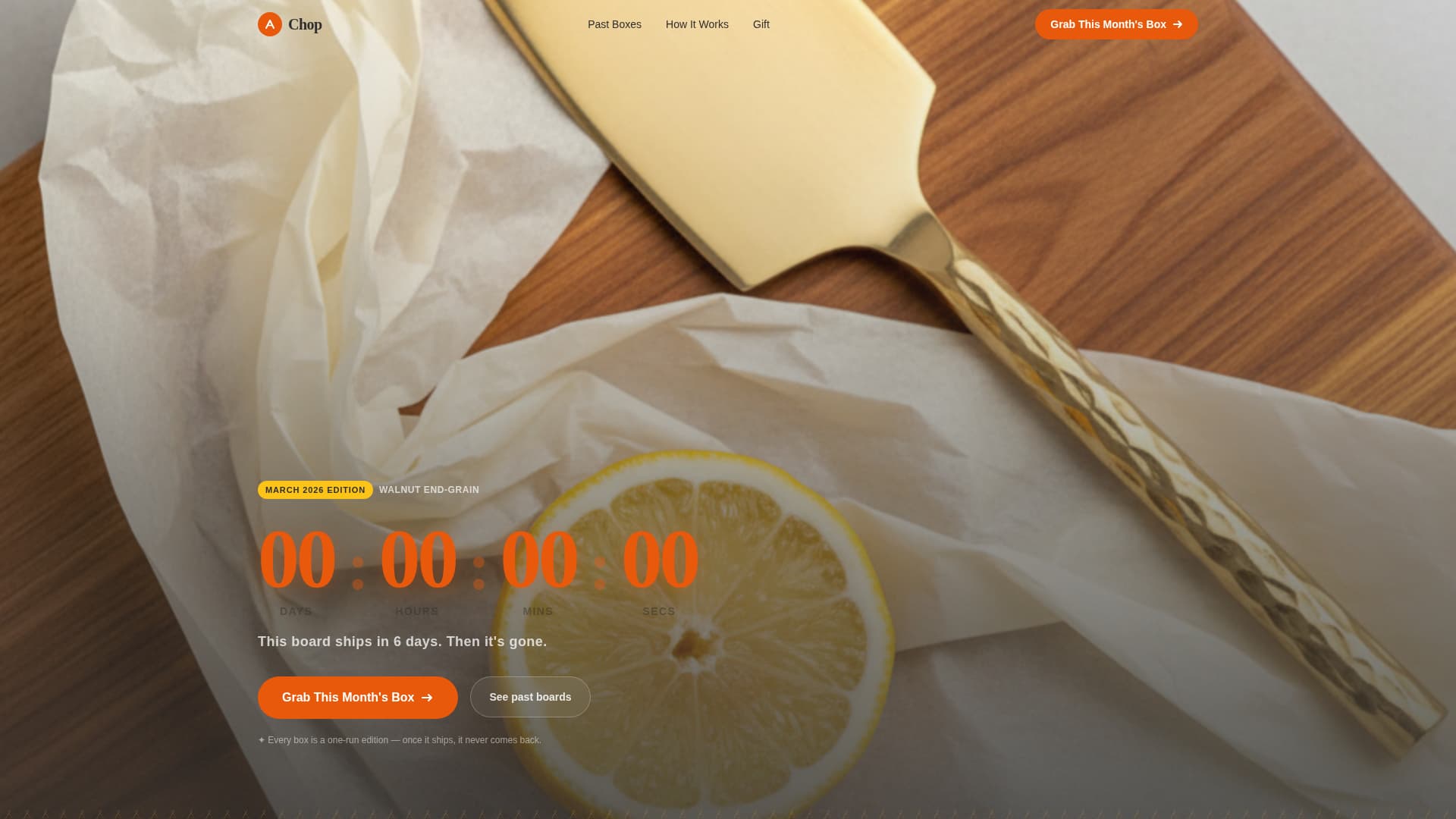 Chop - Artisan Subscription Landing Page Template