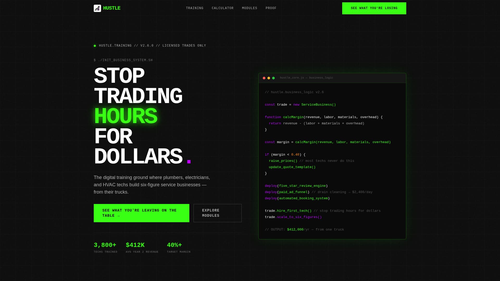 Hustle - Highvoltage Trades Landing Page Template