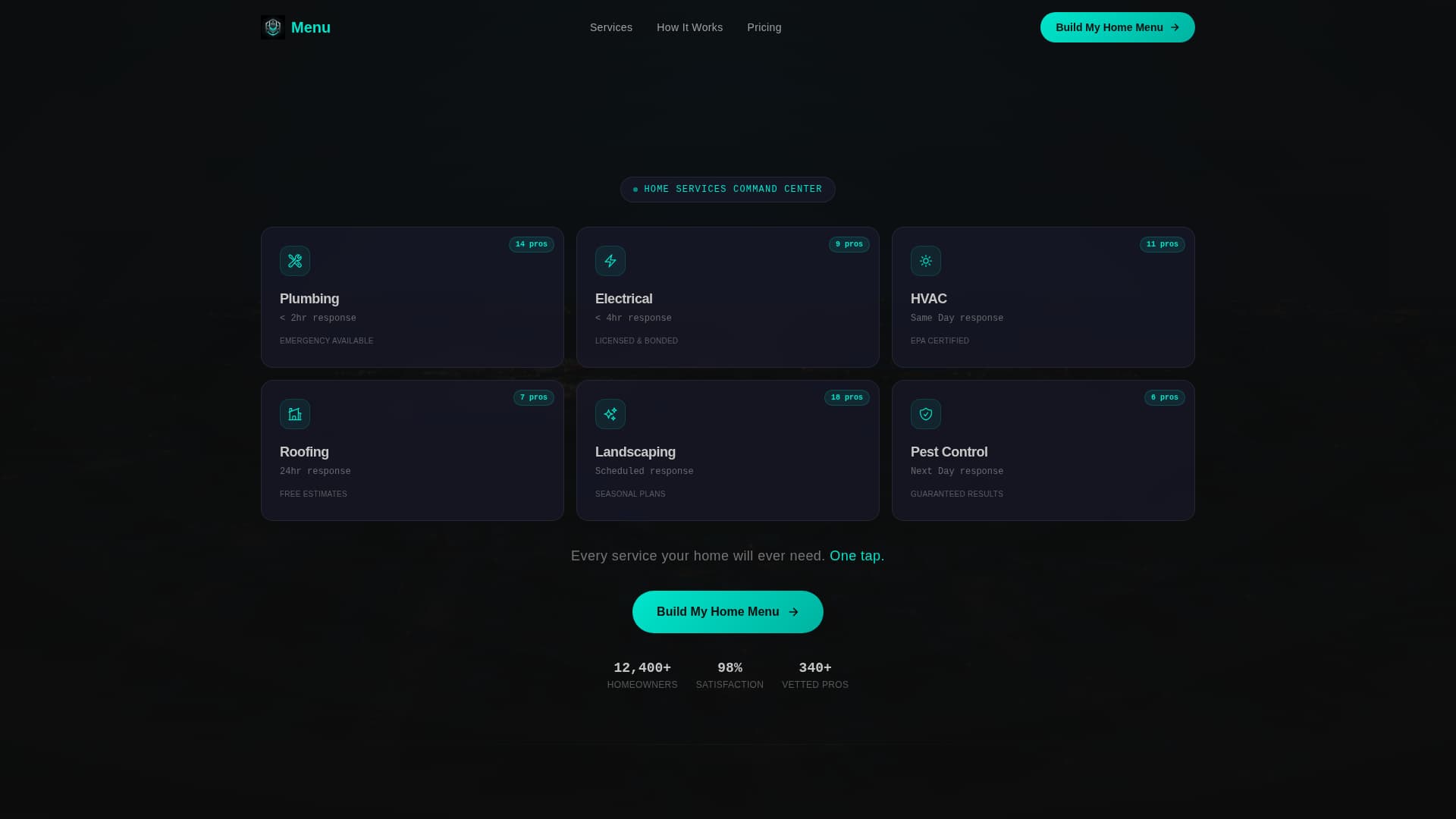 Menu - Powerful Homeservices Landing Page Template