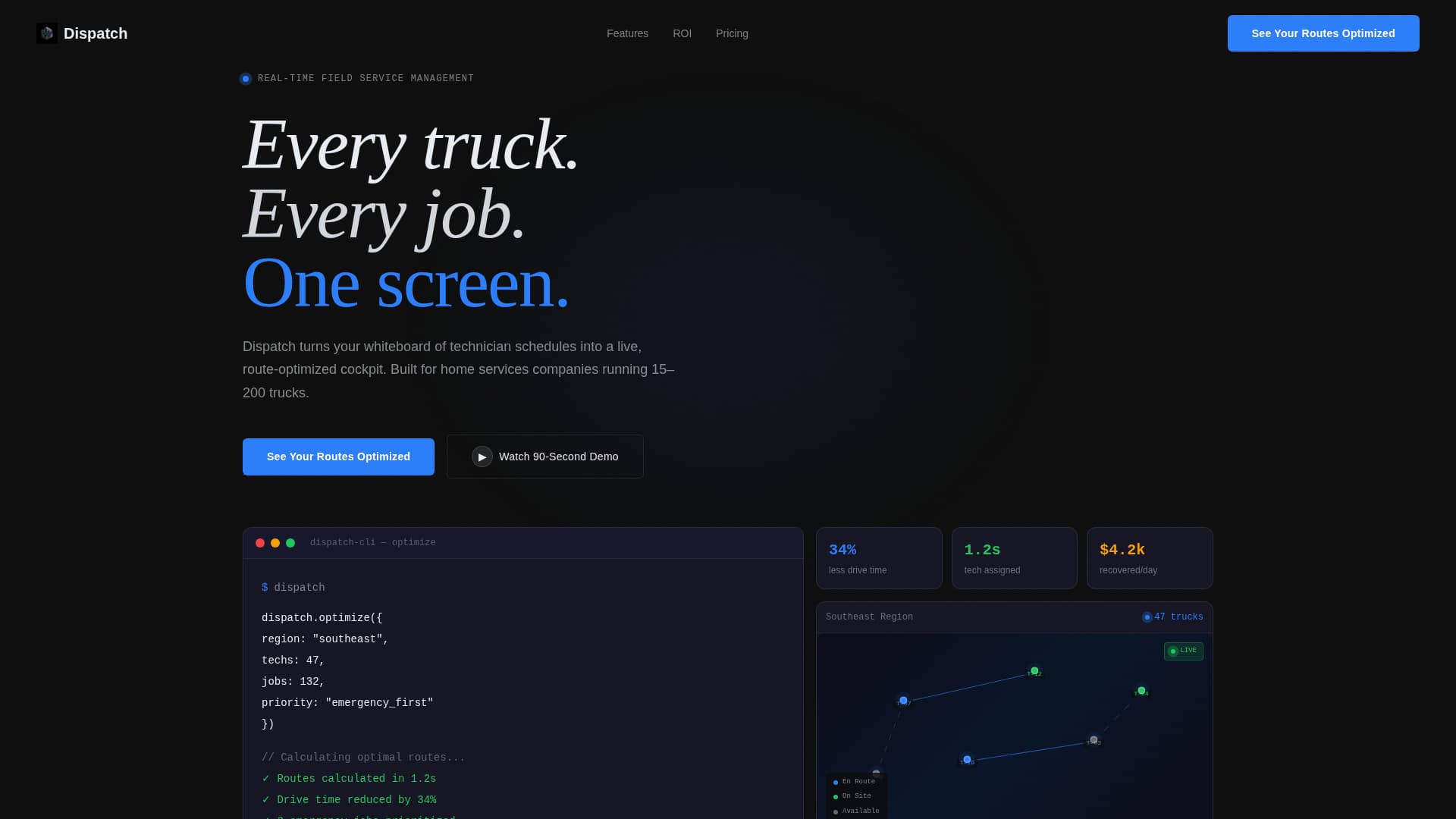 Dispatch — Field Service Landing Page Template