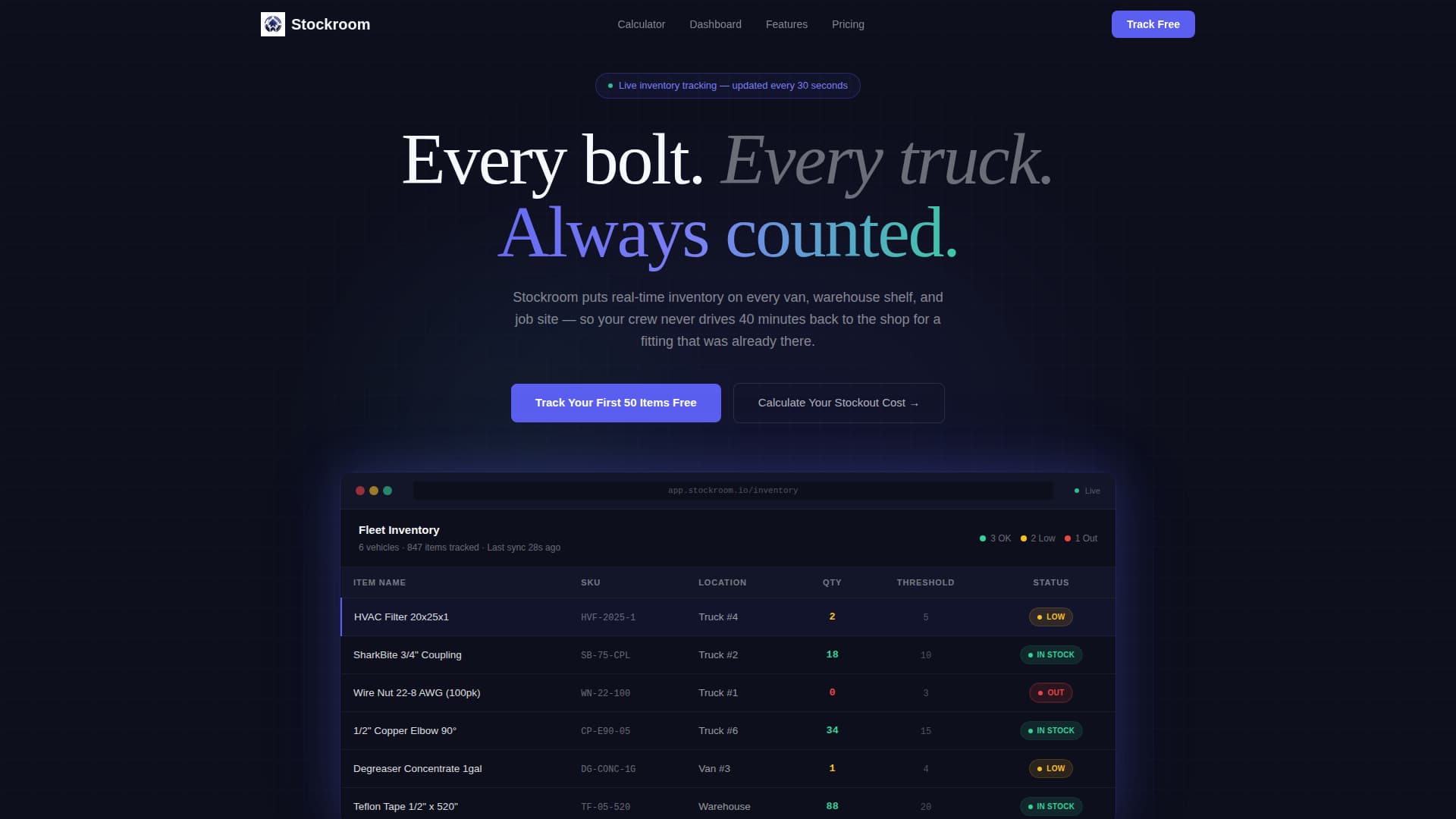 Stockroom — Inventory Management Landing Page Template