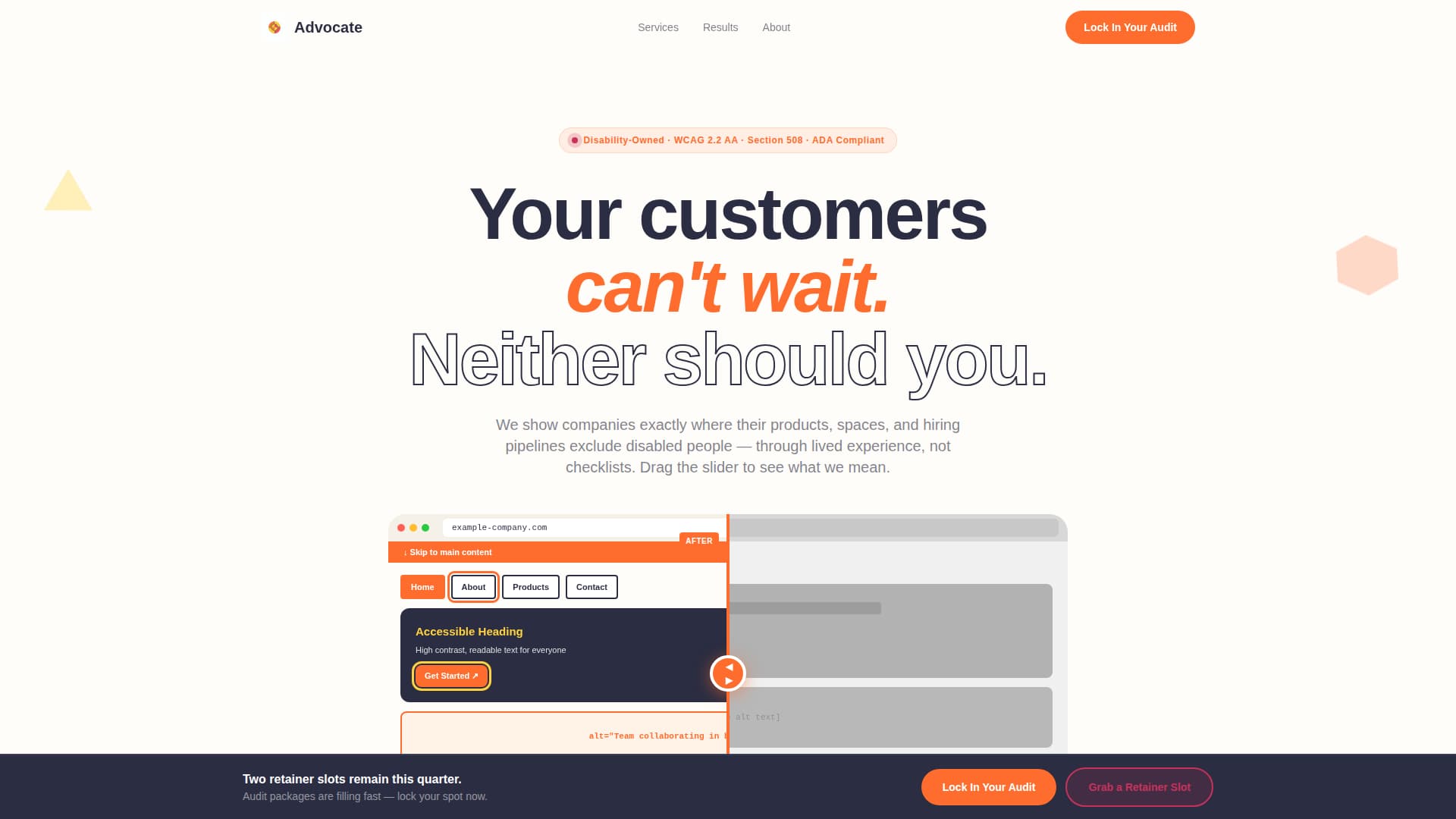 Advocate - Bold Accessibility Landing Page Template