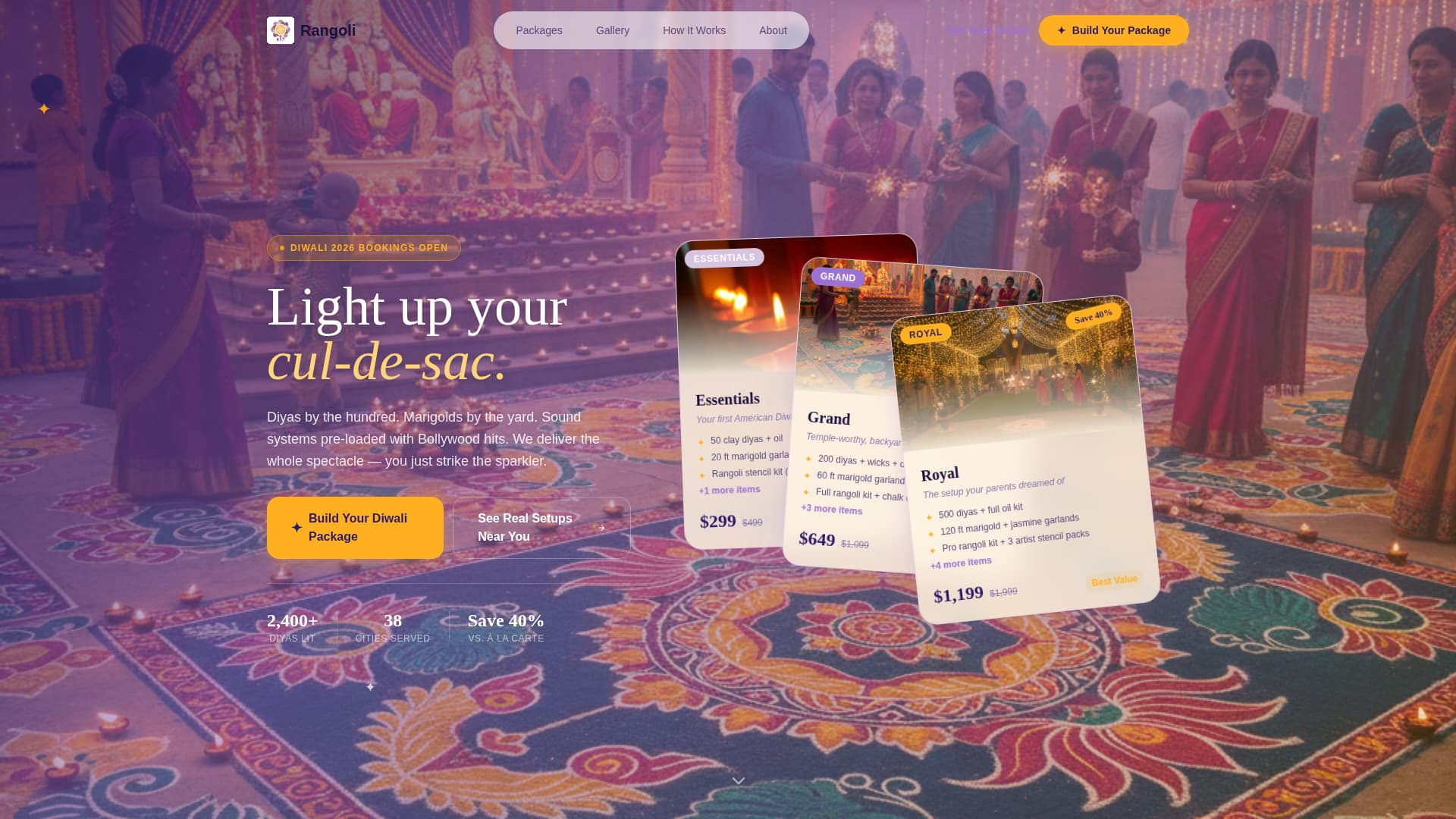 Diwali Business Advanced Booking Website Template