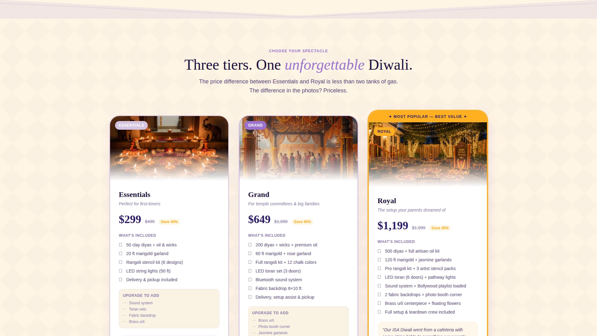 Diwali Business Advanced Booking Website Template