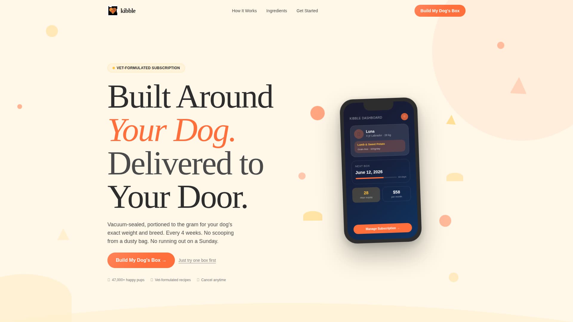 Kibble - Playful Dogfood Landing Page Template