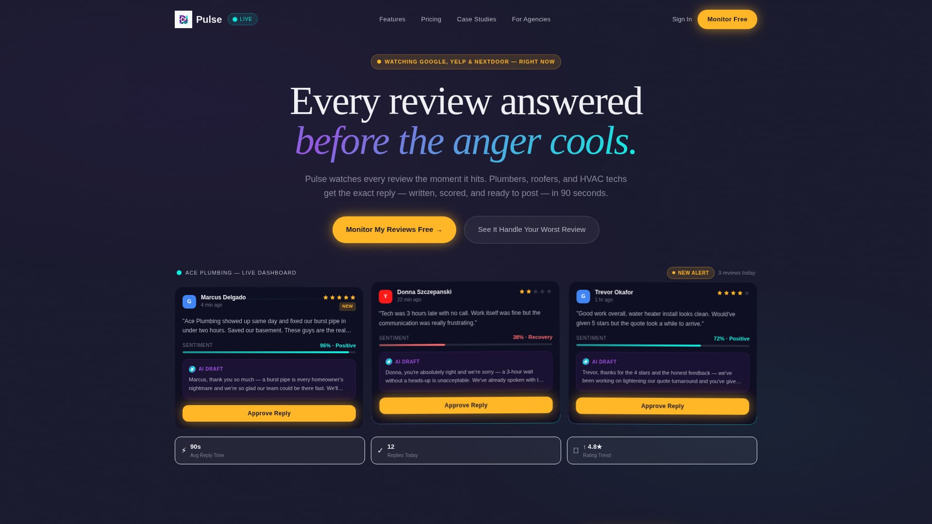 Pulse - Intelligent Reputation Landing Page Template
