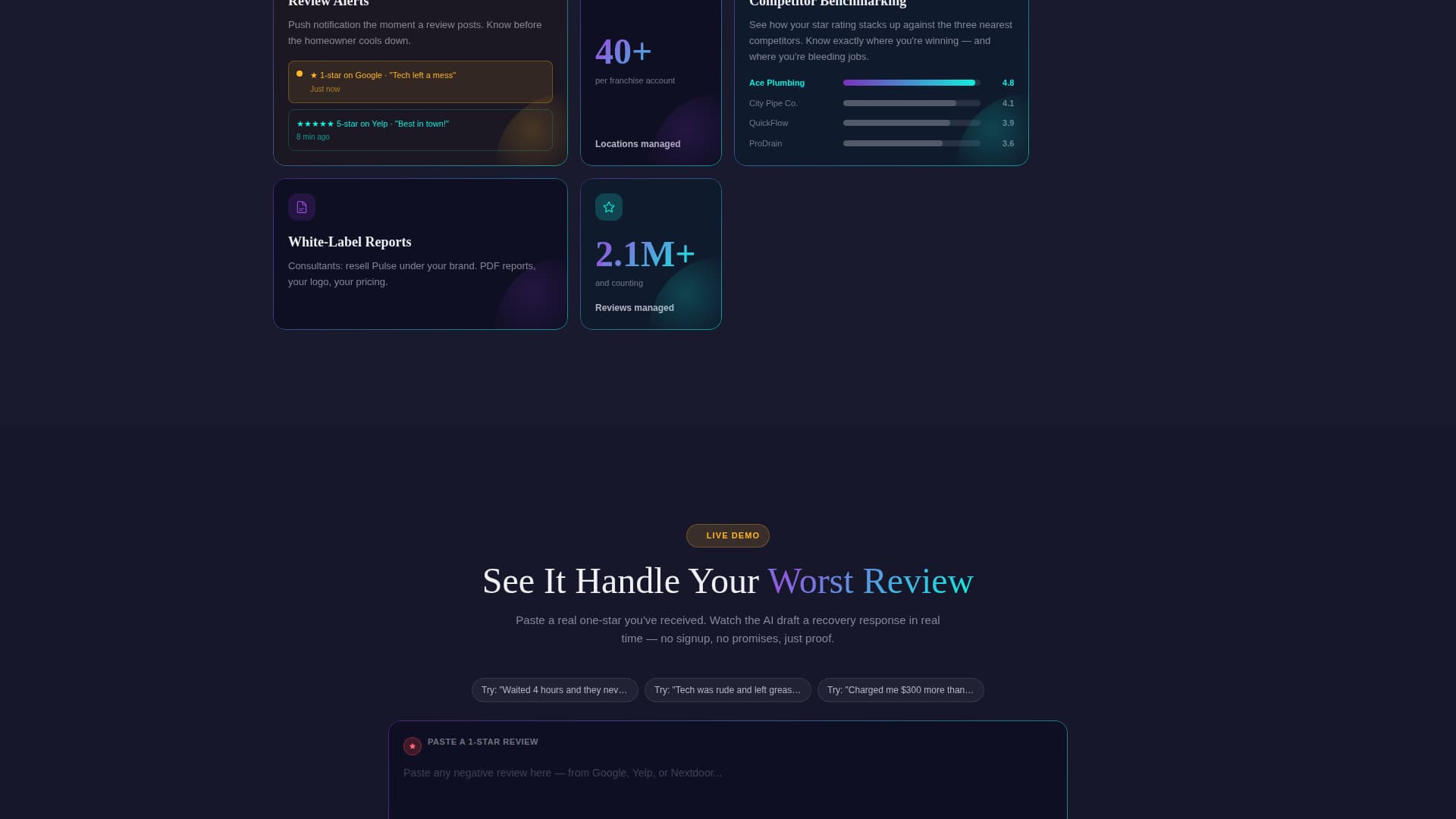 Pulse - Intelligent Reputation Landing Page Template