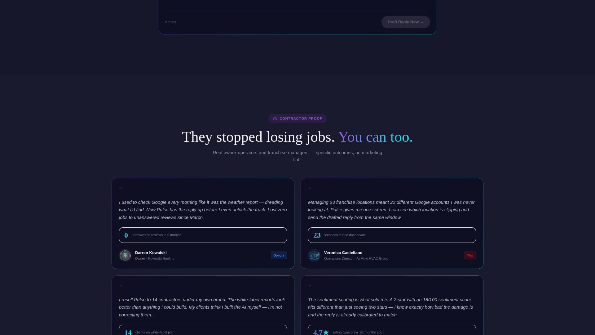 Pulse - Intelligent Reputation Landing Page Template