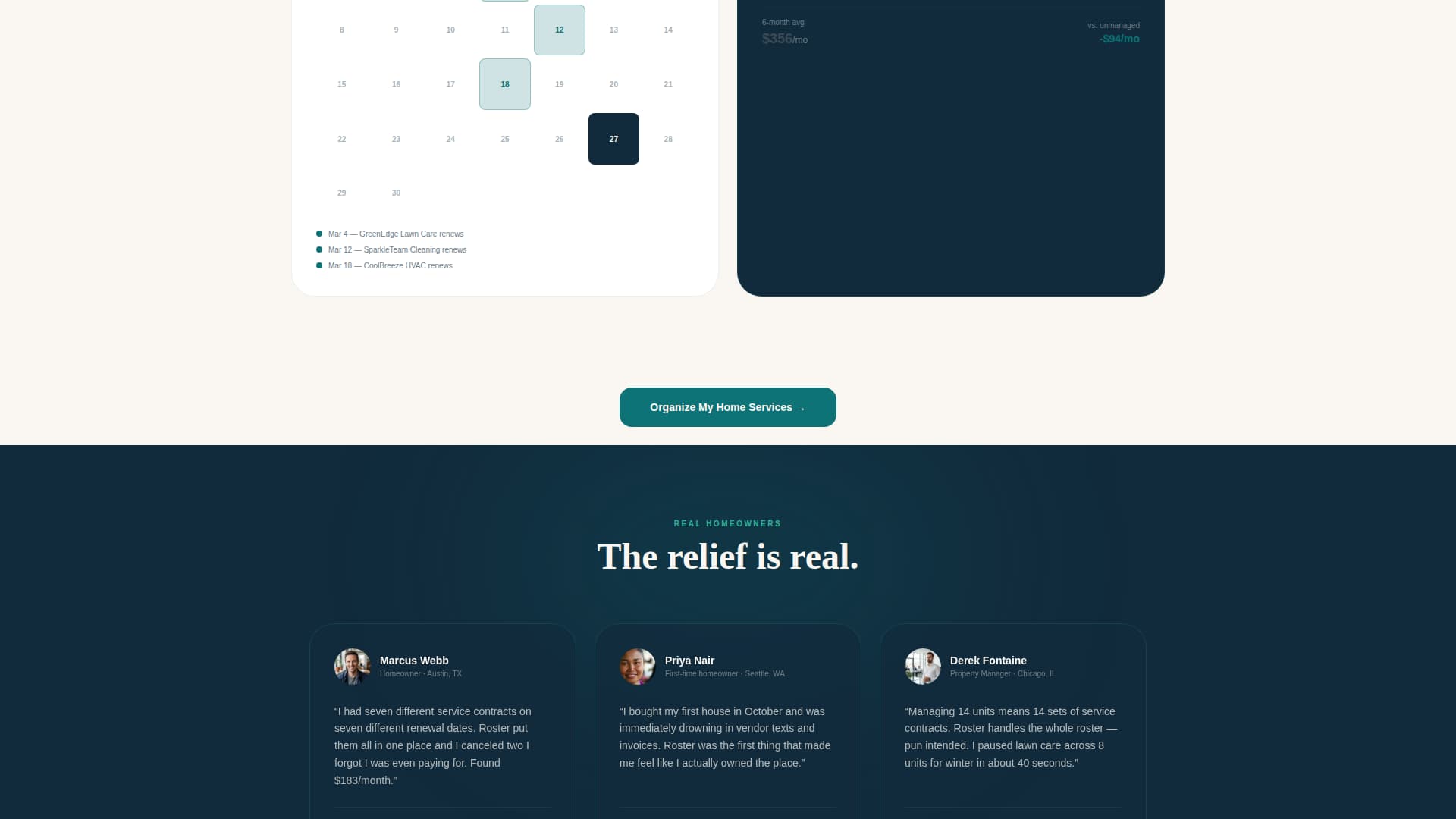 Roster - Streamlined Homeservices Landing Page Template