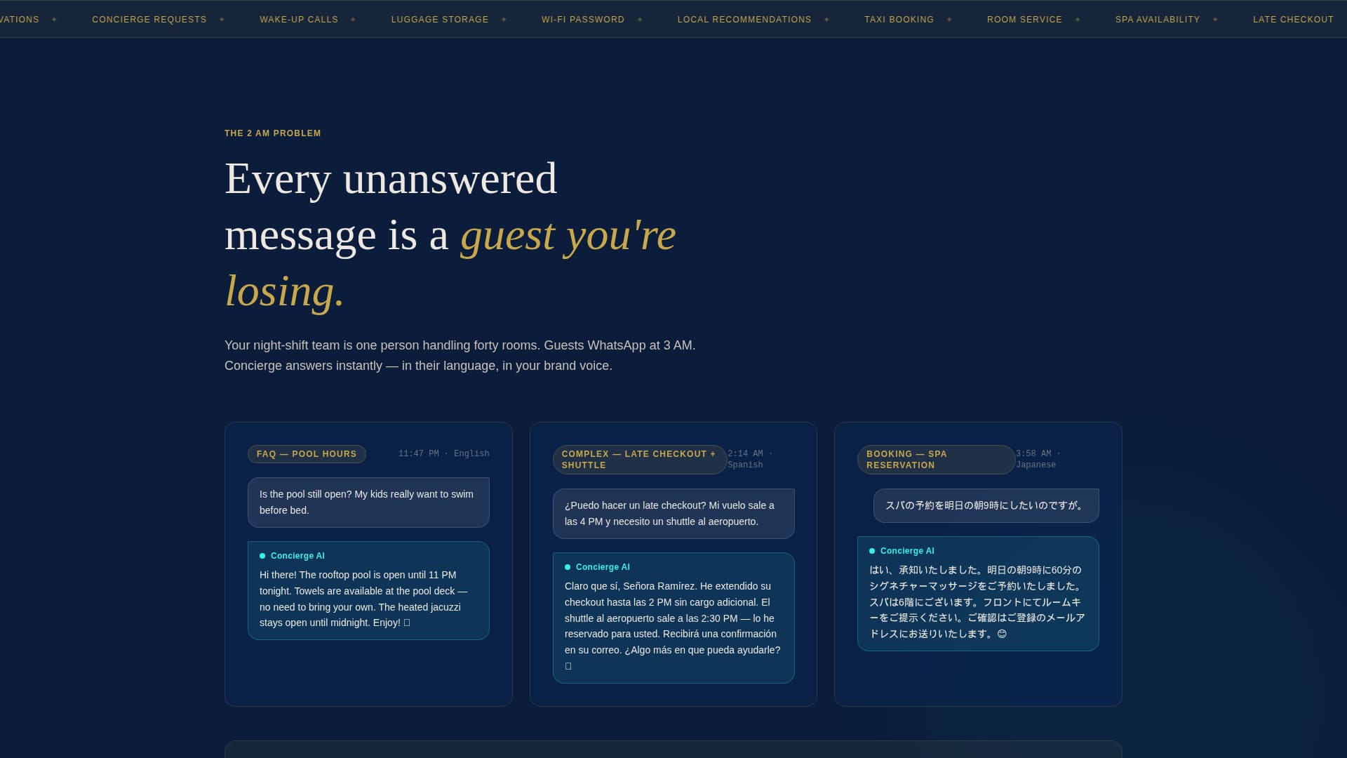 Concierge - Tireless Hospitality Landing Page Template