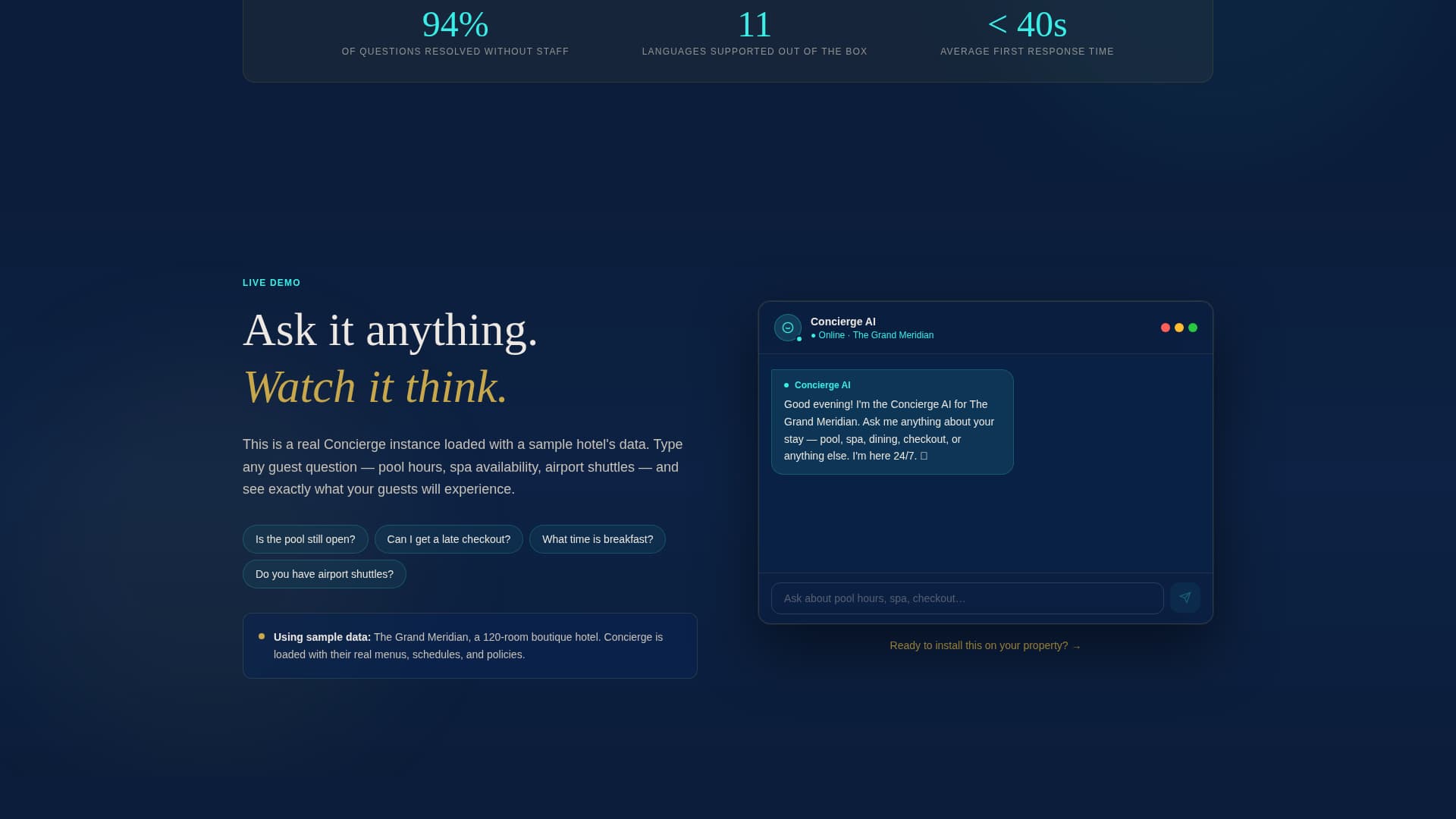 Concierge - Tireless Hospitality Landing Page Template