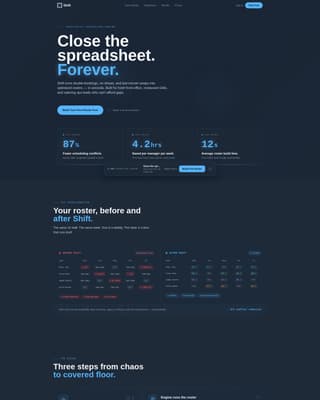 Shift - Powerful Hospitality Landing Page Template