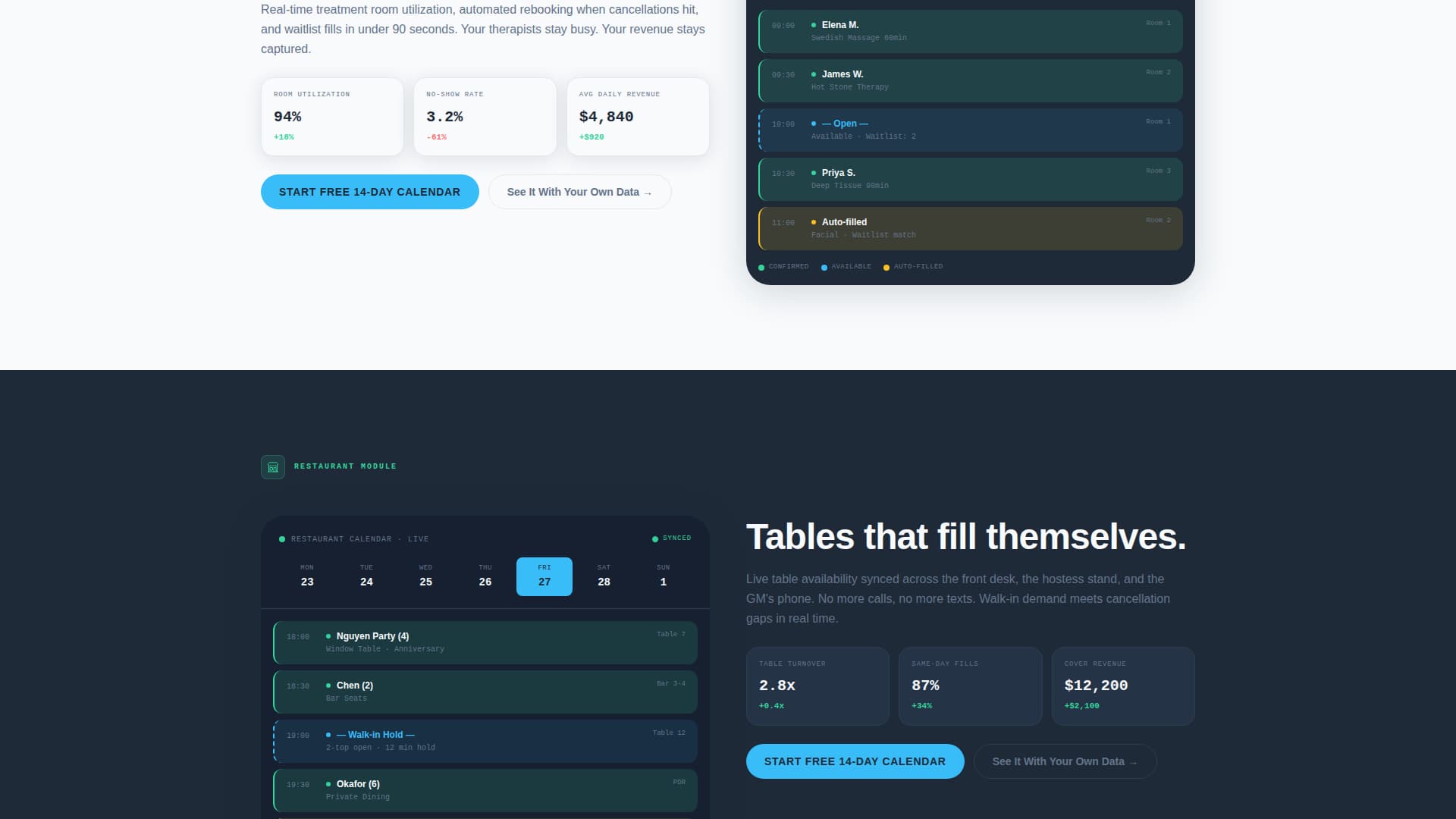Schedule - Powerful Hospitality Landing Page Template