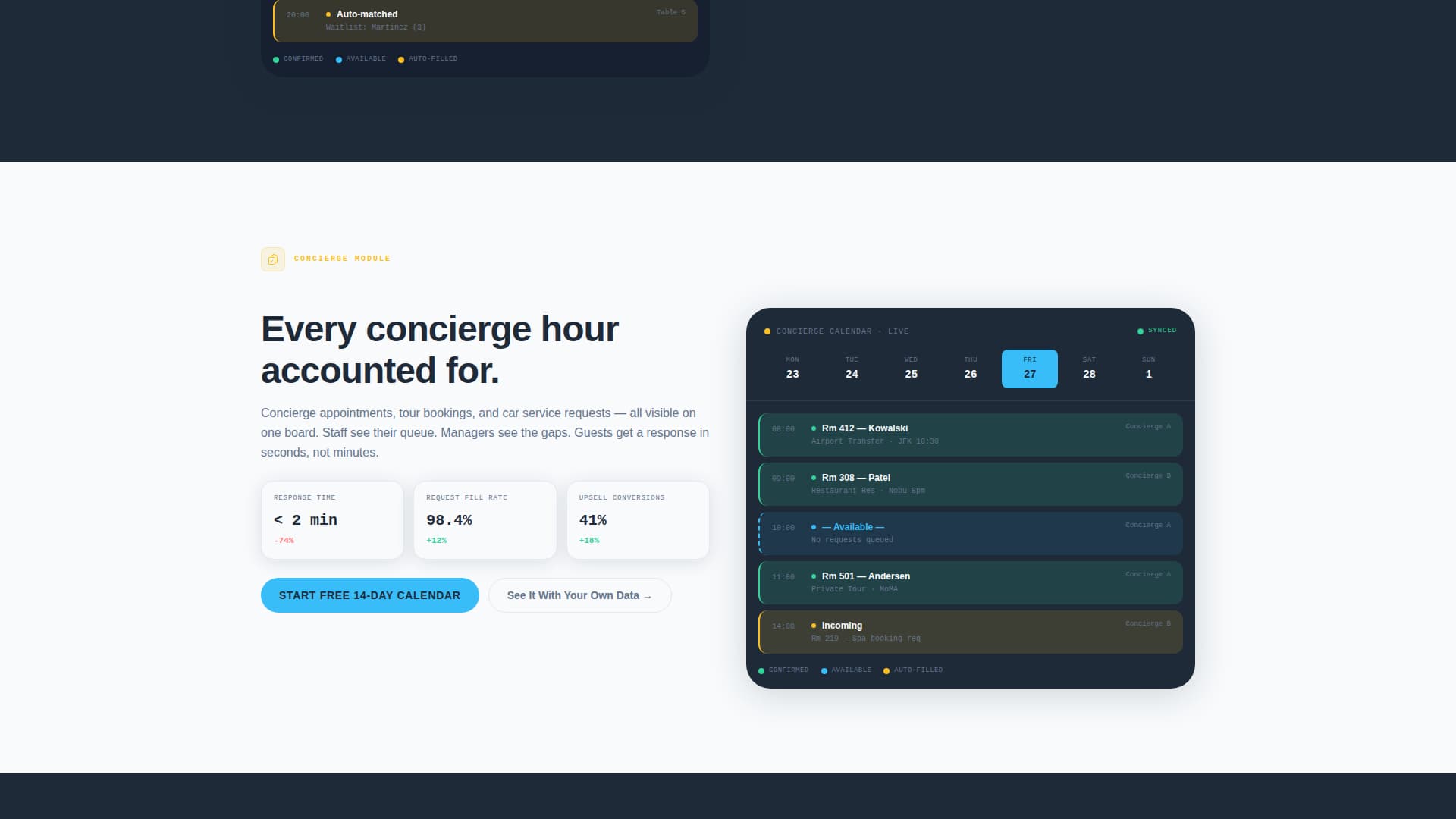 Schedule - Powerful Hospitality Landing Page Template