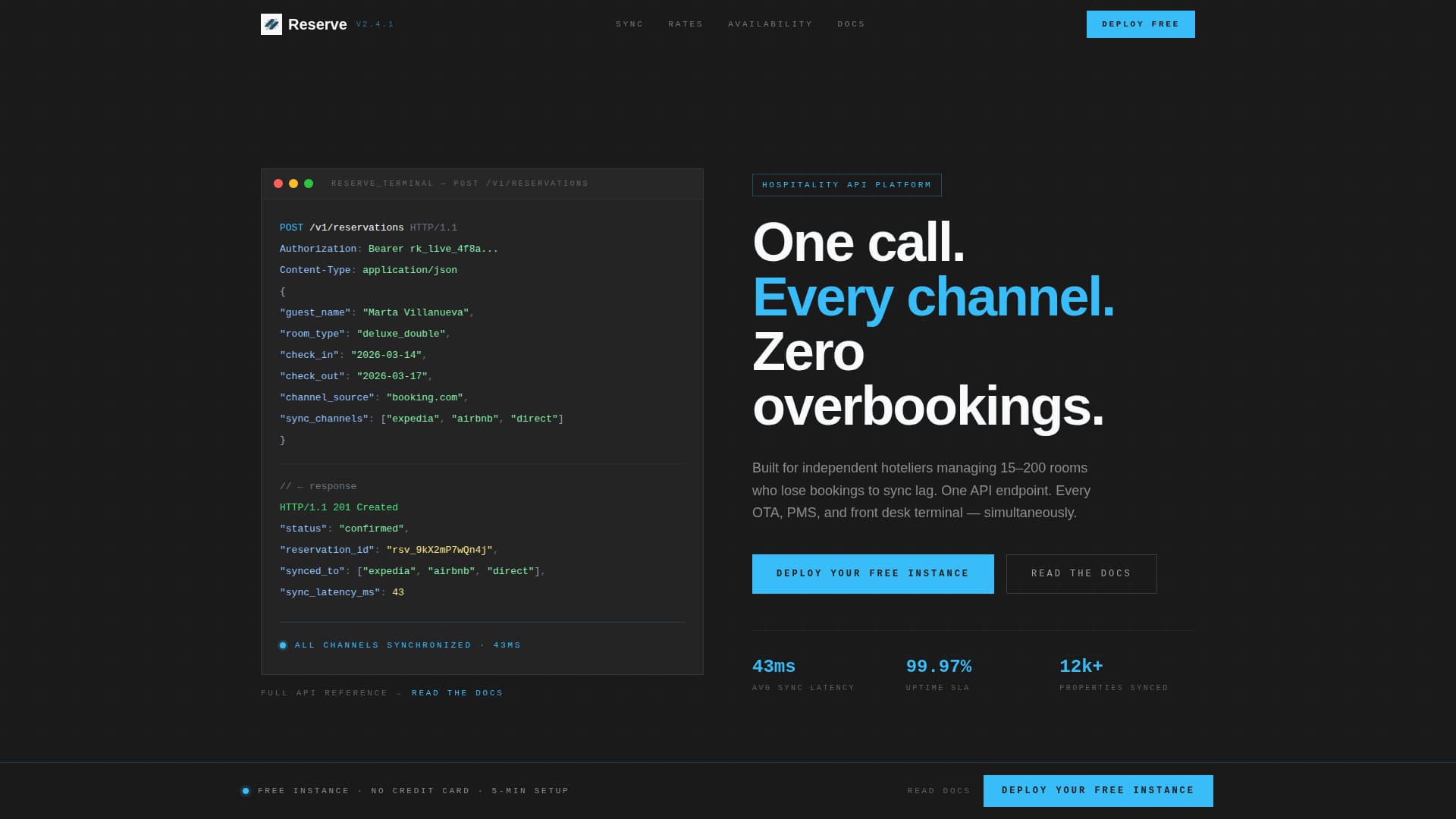 Reserve - Powerful Hospitality Landing Page Template