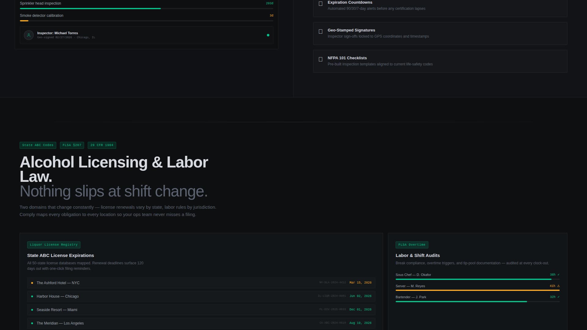 Comply - Powerful Hospitality Compliance Landing Page Template