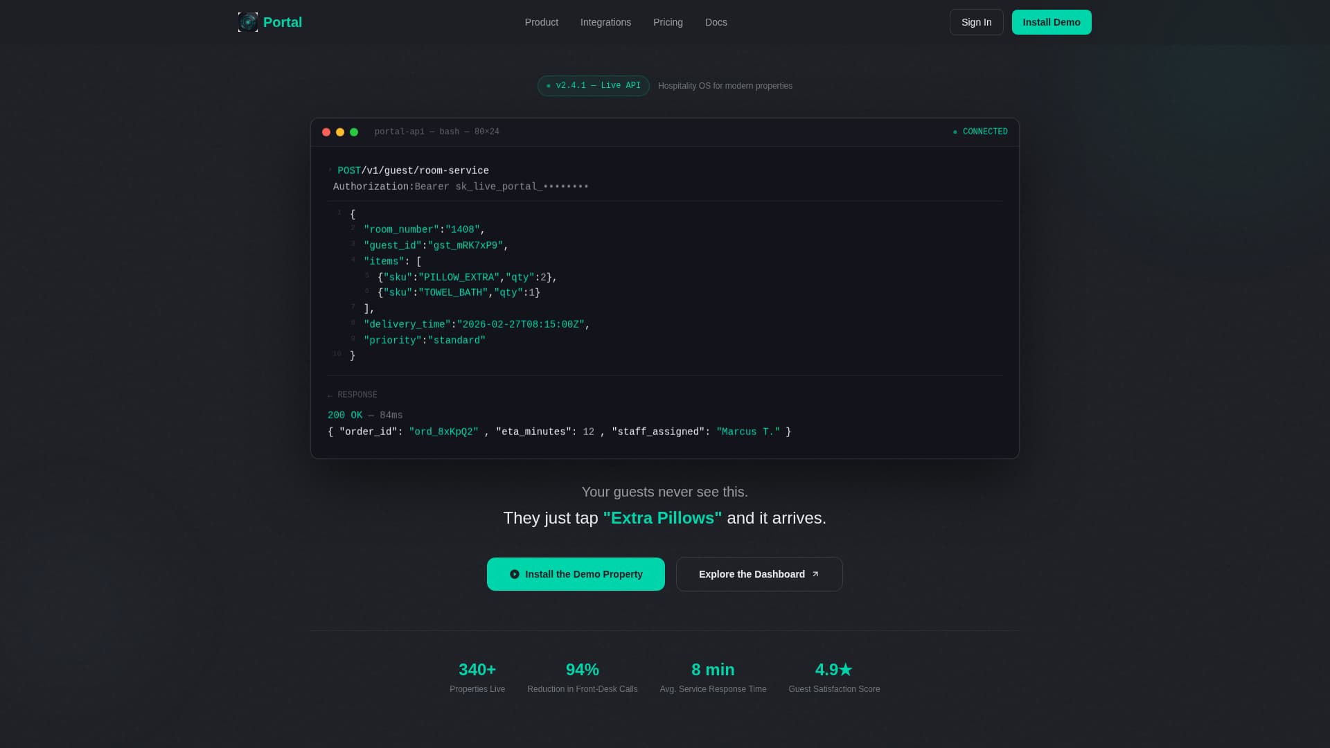 Portal - Seamless Hospitality Landing Page Template