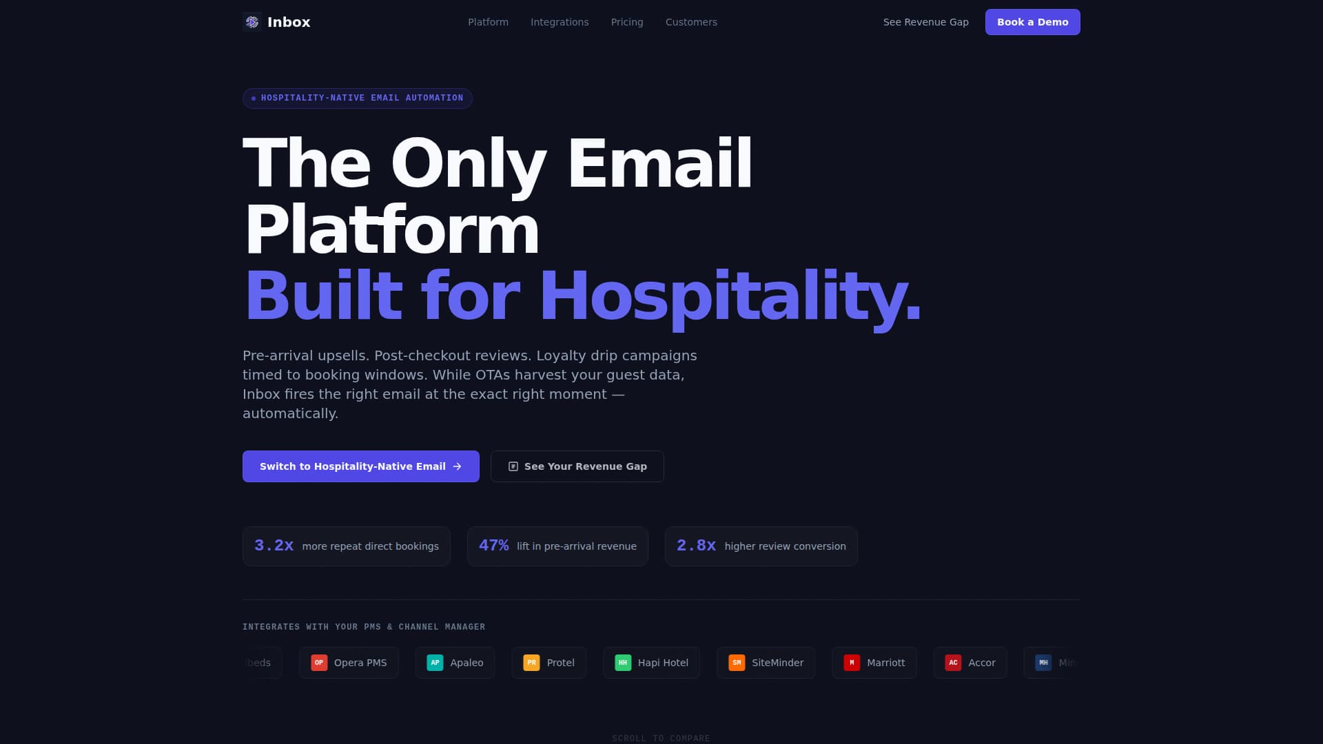 Inbox - Powerful Hospitality Landing Page Template
