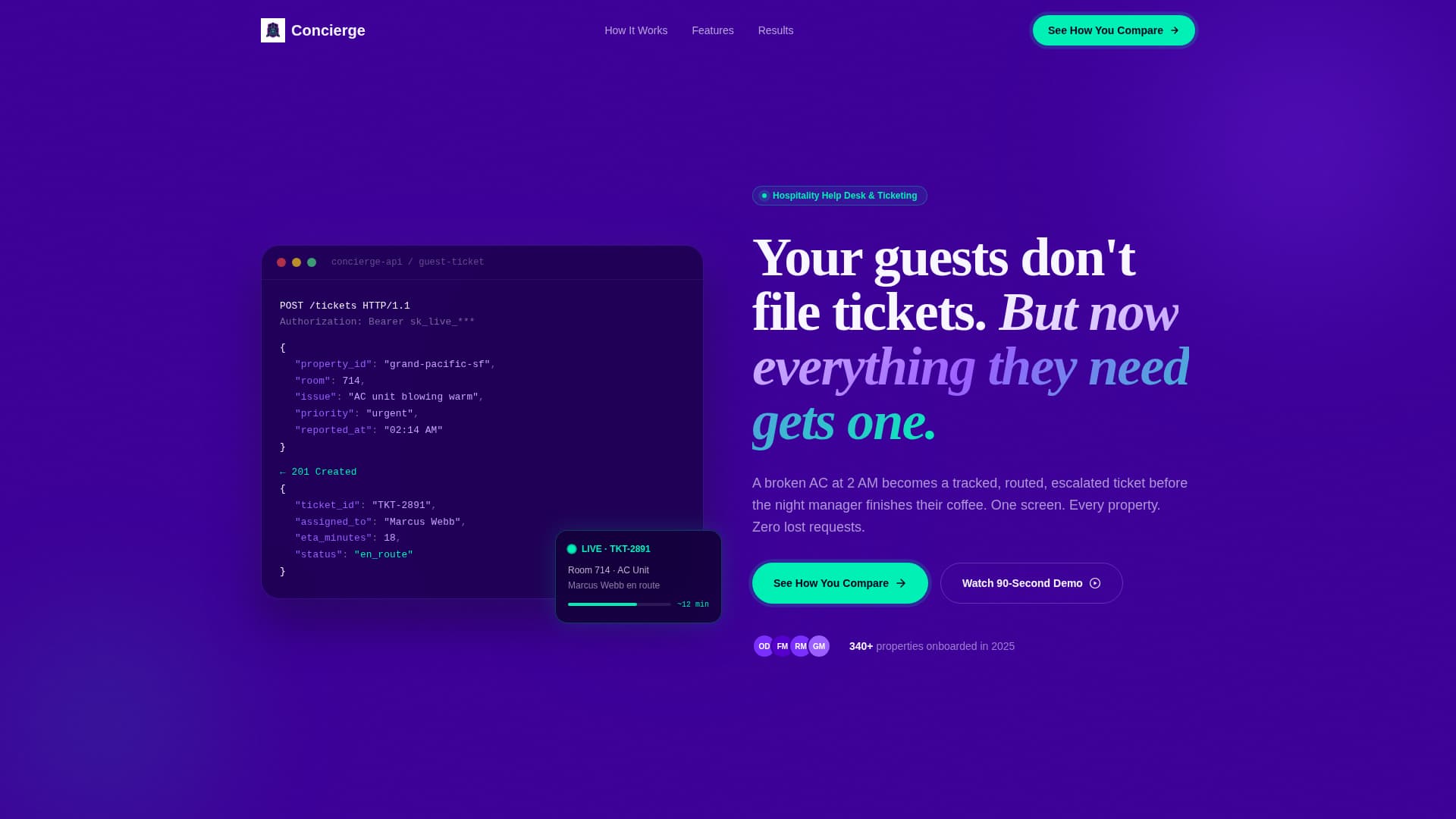 Concierge - Dynamic Hospitality Landing Page Template