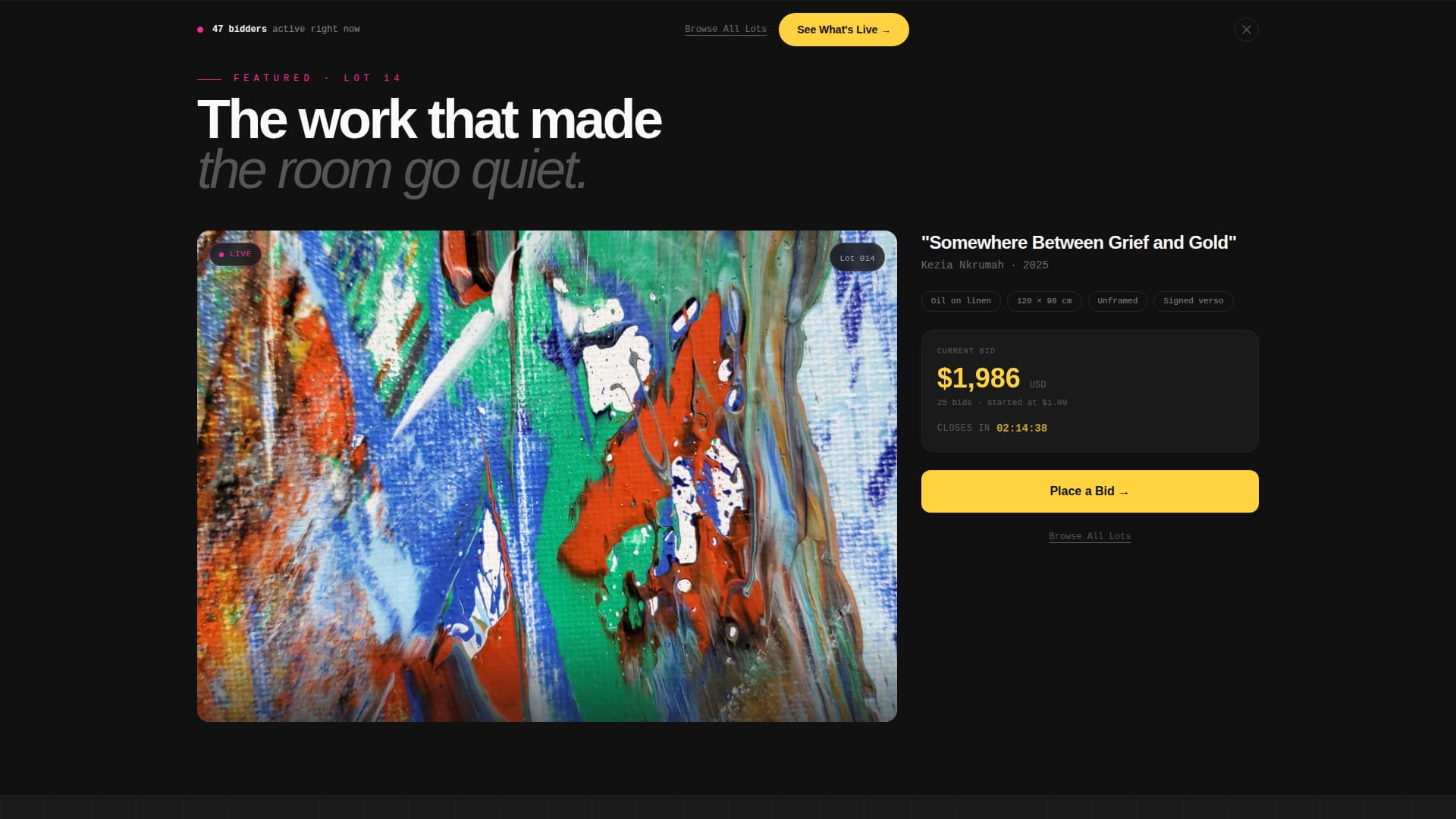 Bid - Electric Artauction Landing Page Template
