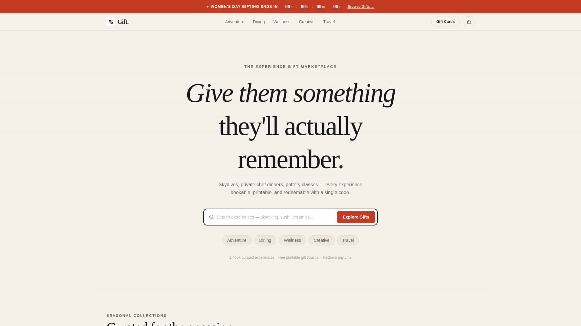 Gift - Curated Experience Landing Page Template