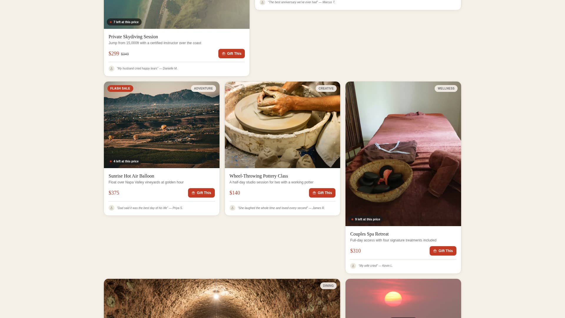 Gift - Curated Experience Landing Page Template